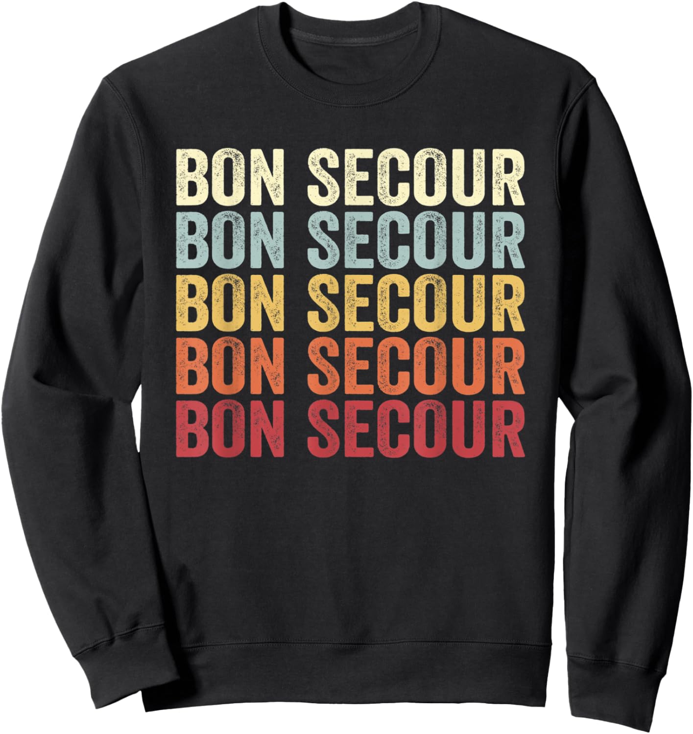 Bon Secour Alabama Bon Secour AL Retro Vintage Text Sweatshirt - Sweatshirt | Black