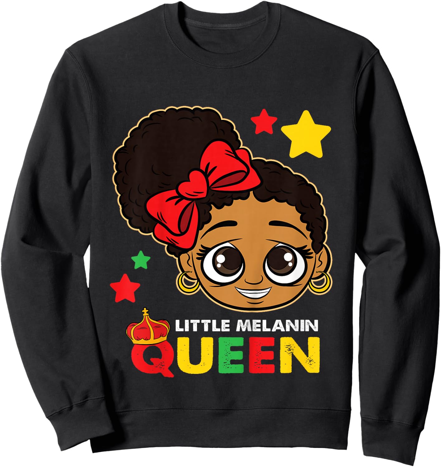Kids Little Melanin Queen Black History Month BLM African Girls Sweatshirt - Sweatshirt | Black