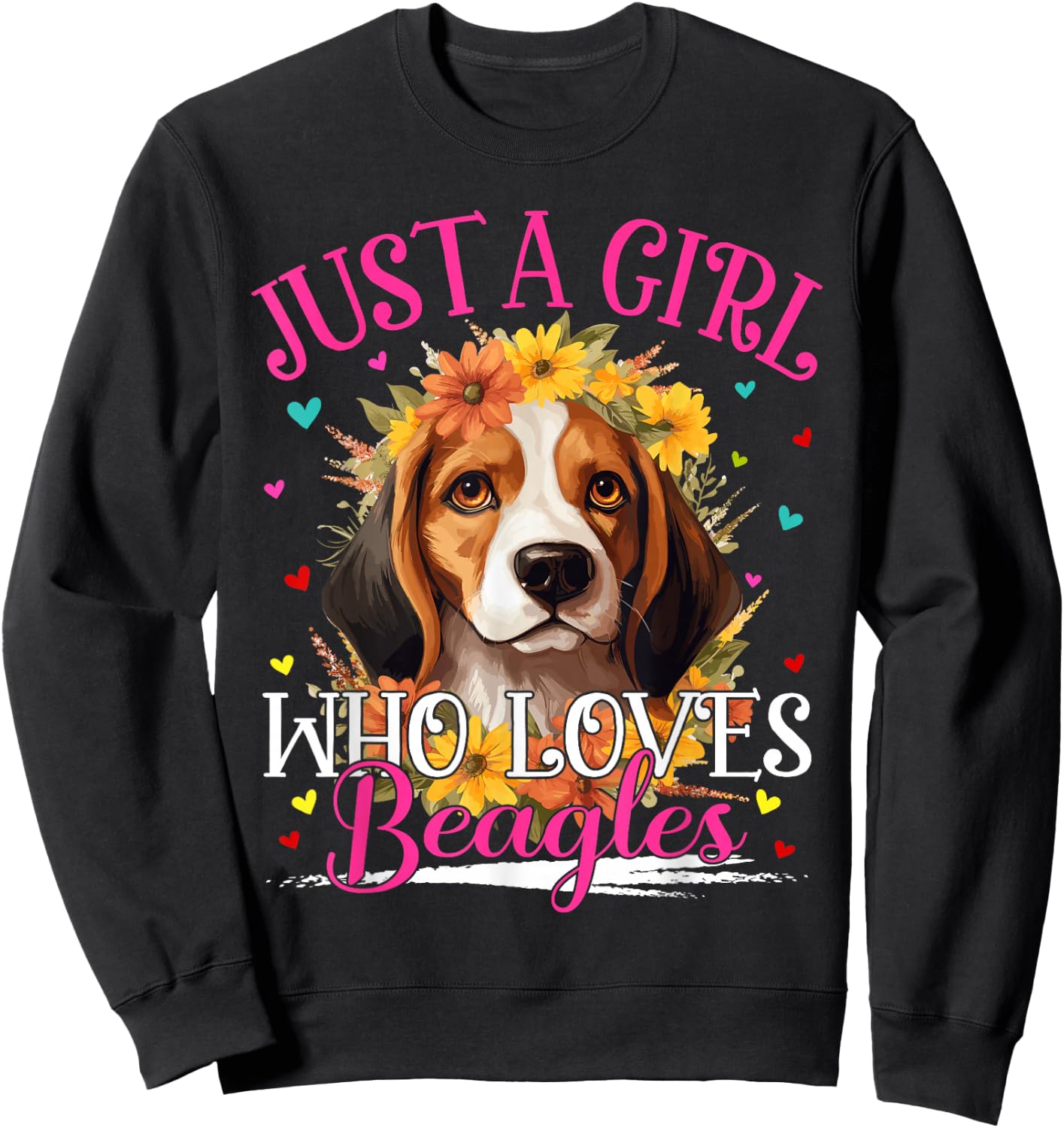 Just A Girl Who Loves Beagles Dog Girls Sweatshirt - Sweatshirt | Black