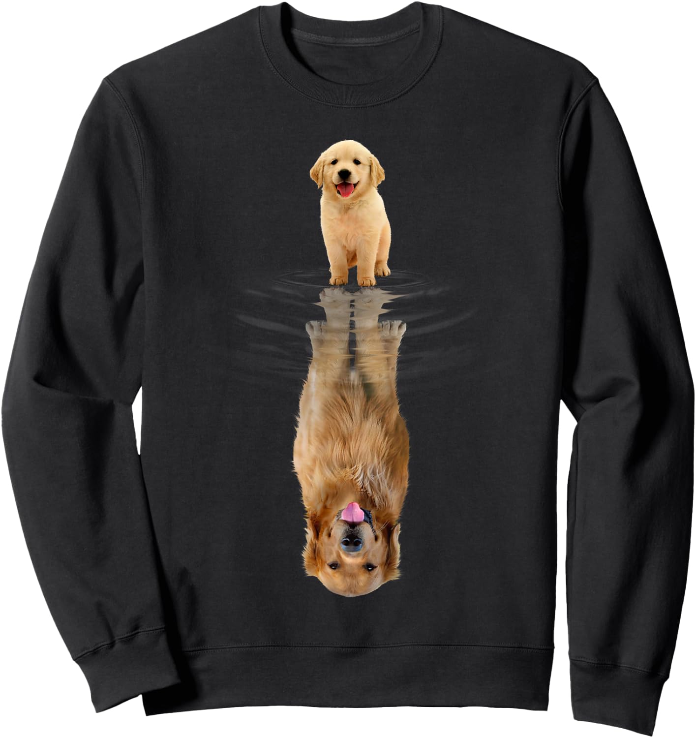 Golden Retriever Puppy Dad Reflection Graphic Sweatshirt - Sweatshirt | Black