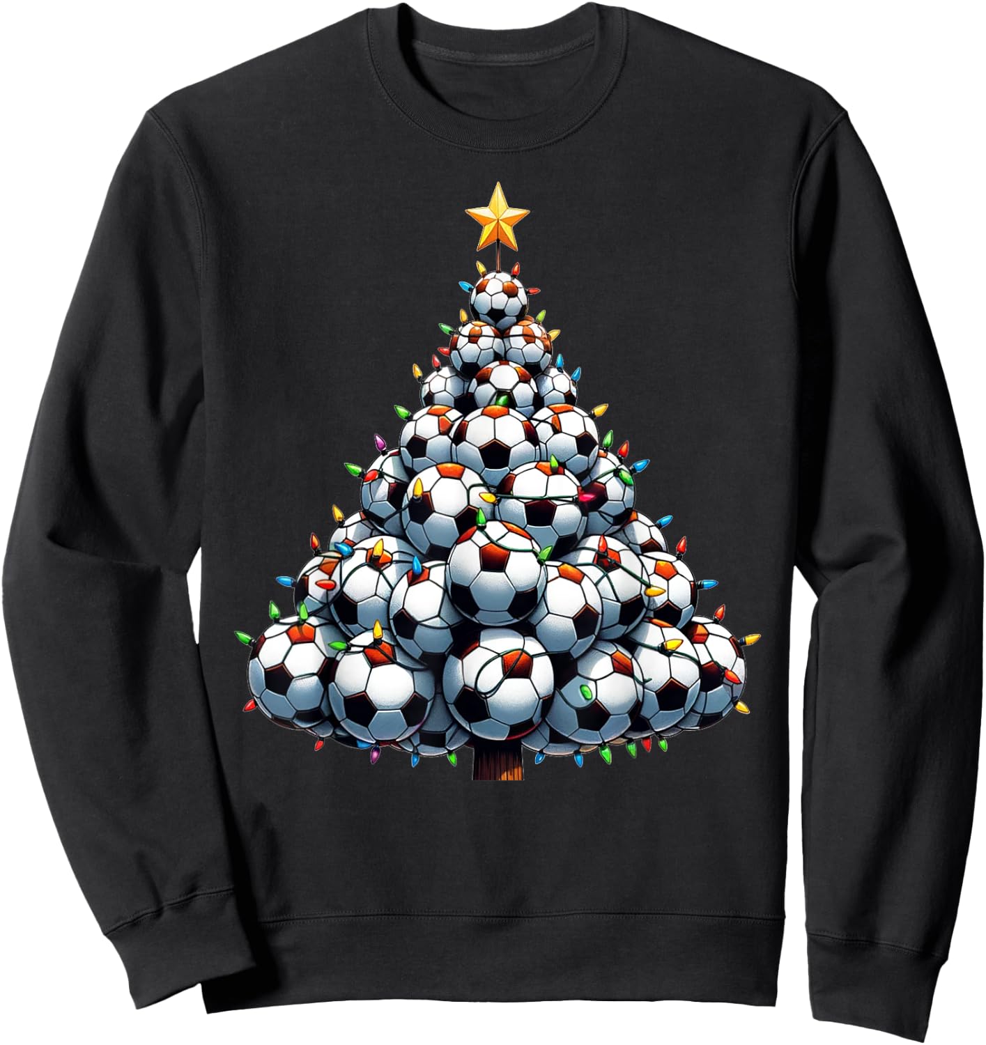 Santa Christmas Soccer Tree Boys Football Soccer Sweatshirt - Sweatshirt | Black