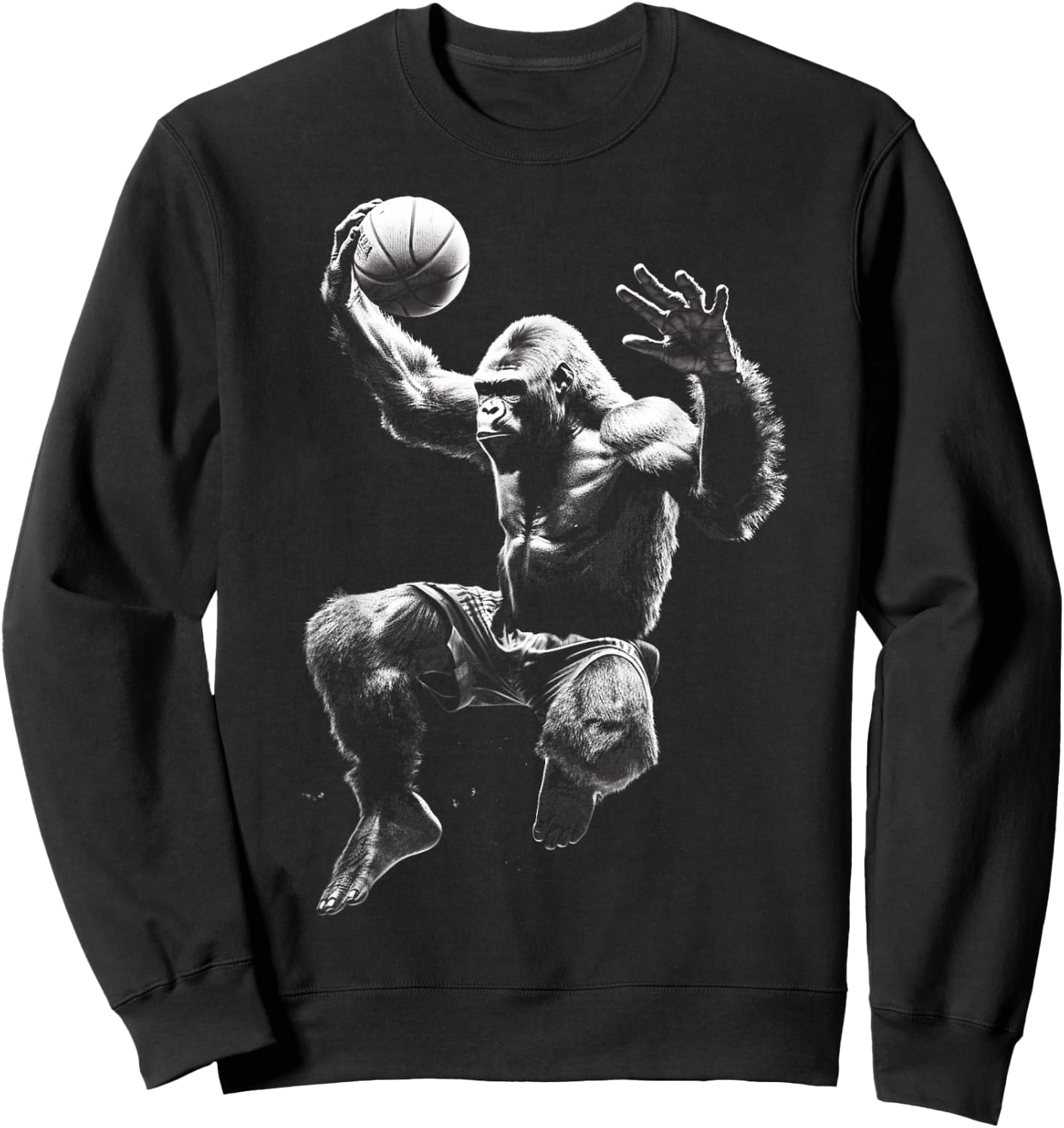 Gorilla Playing Basketball Funny Gorilla Basketball Player Sweatshirt - Sweatshirt | Black