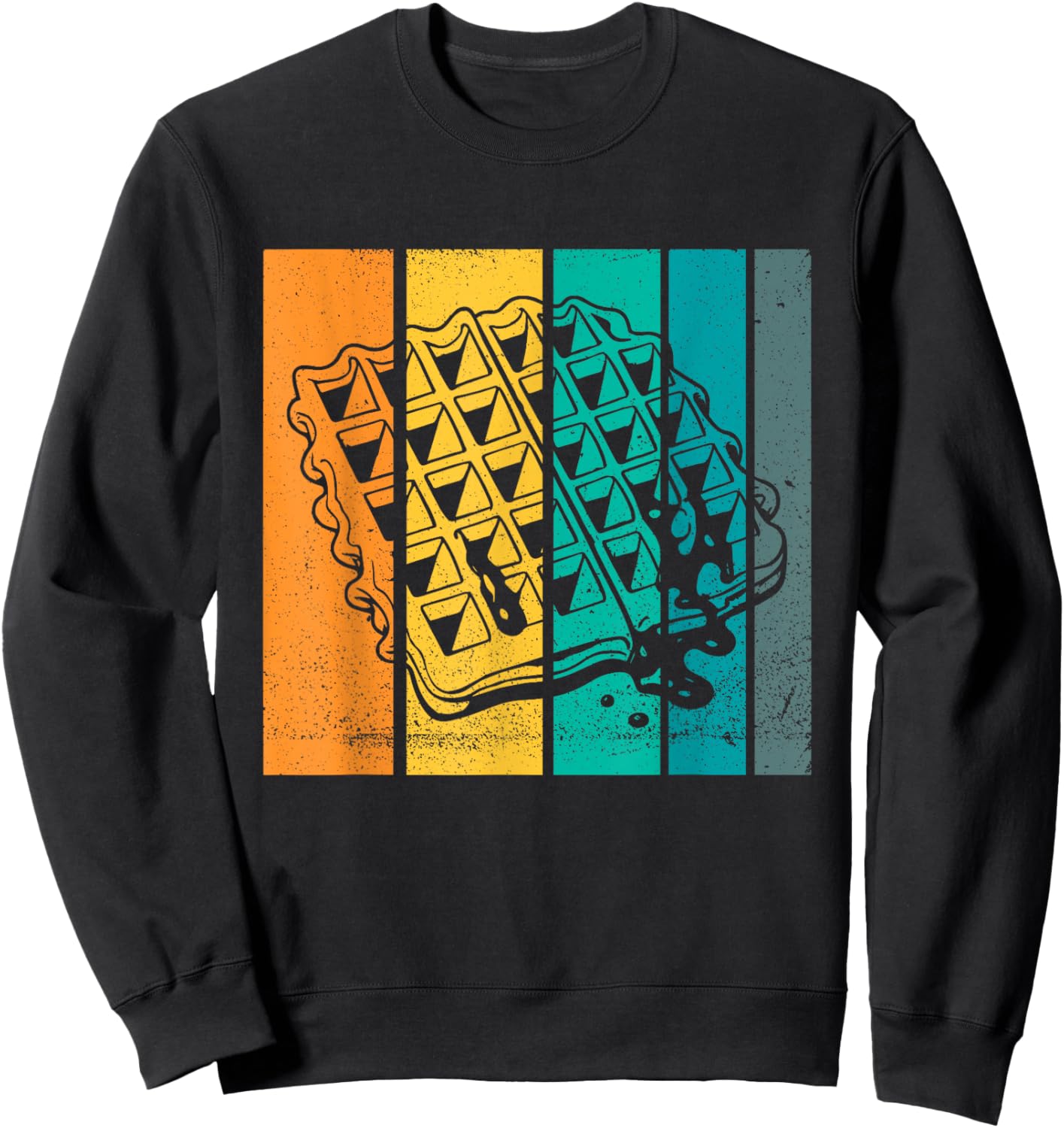 Waffle Design Artsy Vintage Waffle Lover Sweatshirt - Sweatshirt | Black