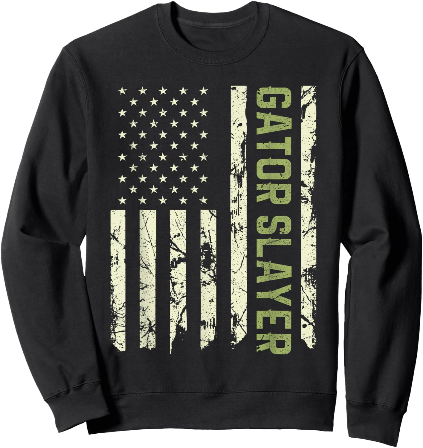 Alligator Hunter American Flag, Patriotic Gator Slayer Women Men Sweatshirt - Sweatshirt | Black