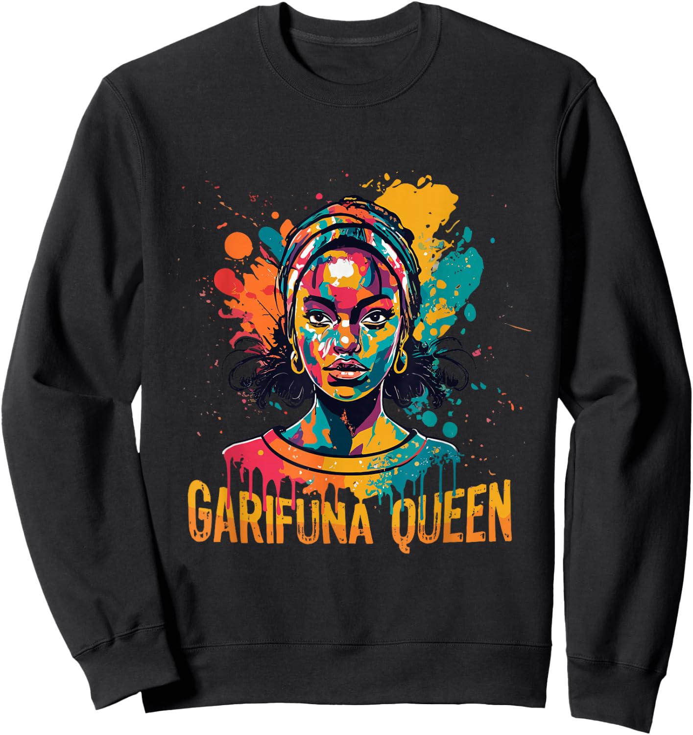 Garifuna Queen Design for Honduras Caribbean Afro Girl Women Sweatshirt - Sweatshirt | Black