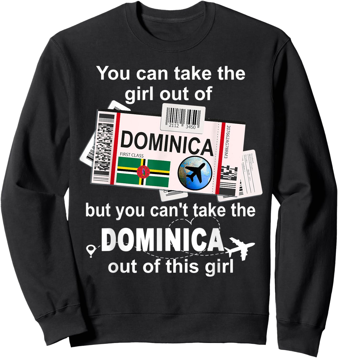 Dominica Boarding Pass - Dominica Girl - Dominica Sweatshirt - Sweatshirt | Black