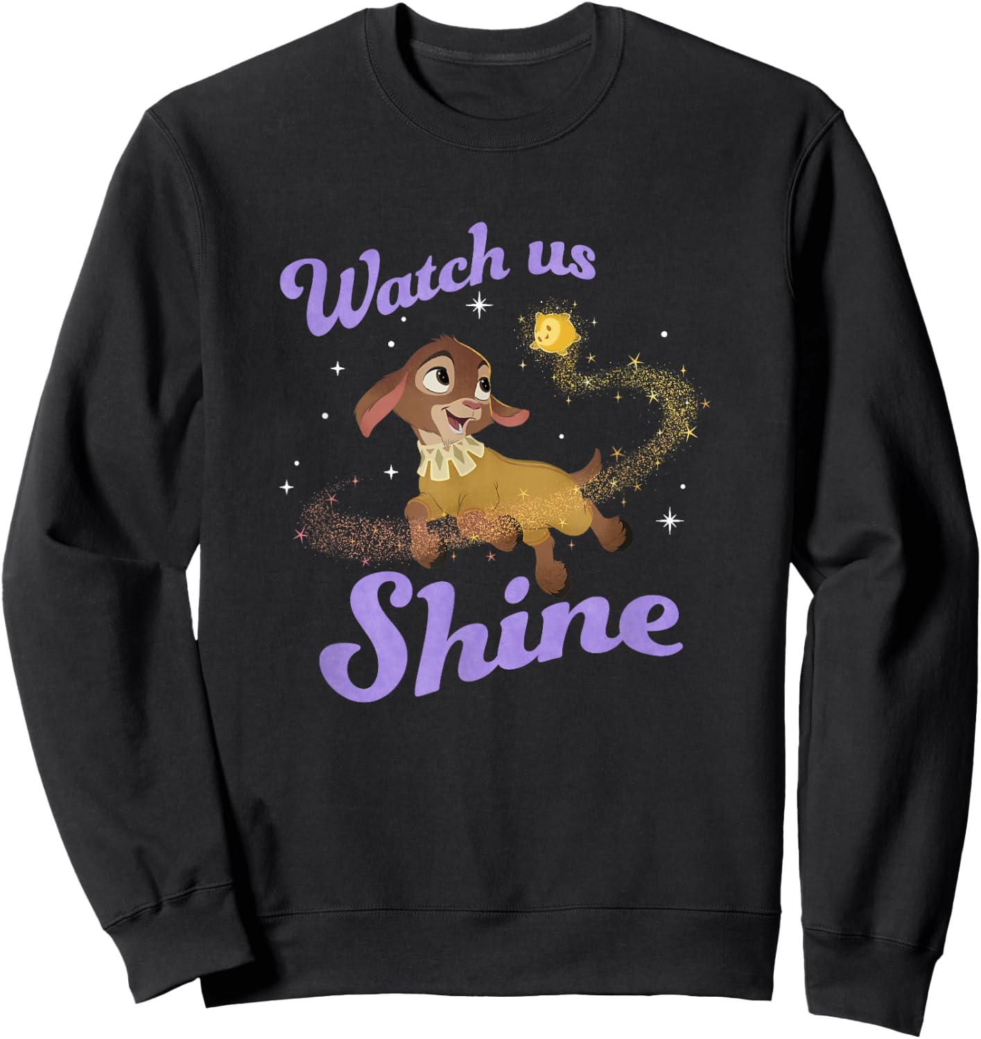 Disney Wish Valentino Star Watch Us Shine Shimmer Portrait Sweatshirt - Sweatshirt | Black