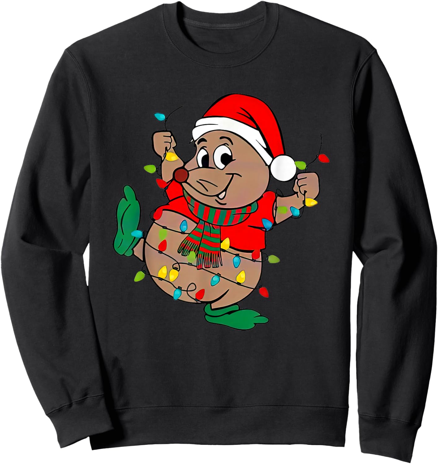 Cute Santa Gus Christmas Lights Sweatshirt - Sweatshirt | Black