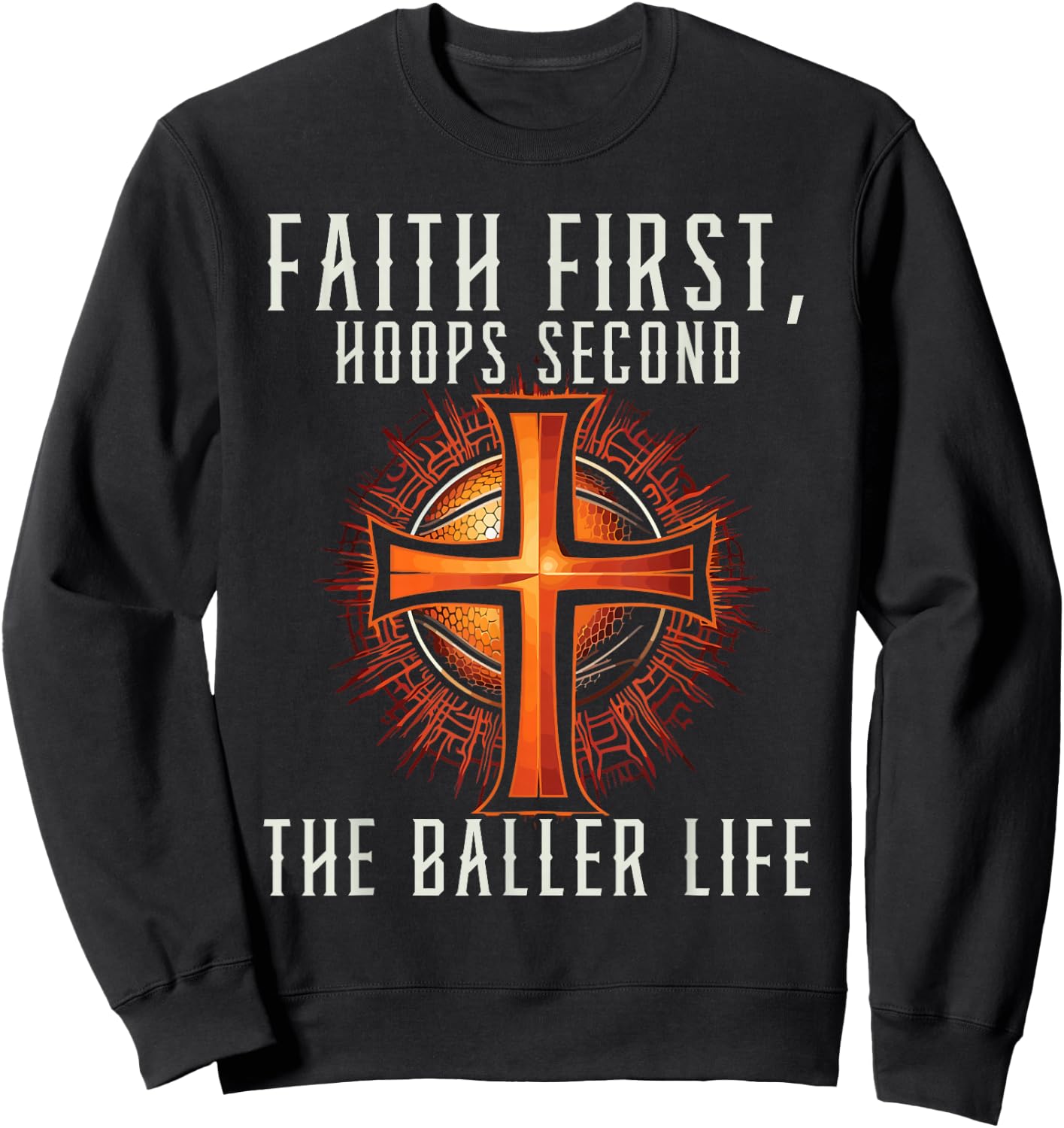 Basketball And Jesus Christ Christian Believer Hooper Sweatshirt - Sweatshirt | Black