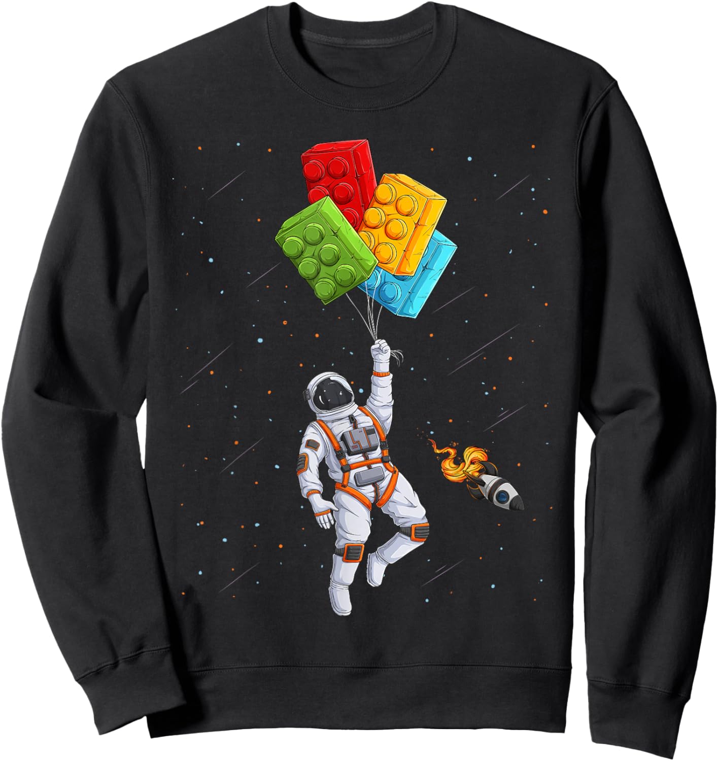 Space Astronaut Master Builder Funny Building Blocks Bricks Sweatshirt - Sweatshirt | Black