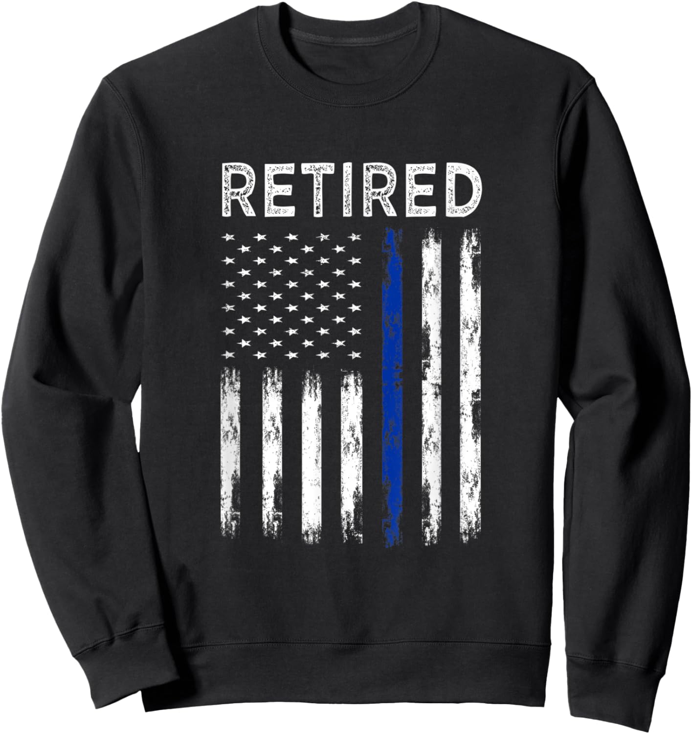 Retired Police officer with American Flag Sweatshirt - Sweatshirt | Black
