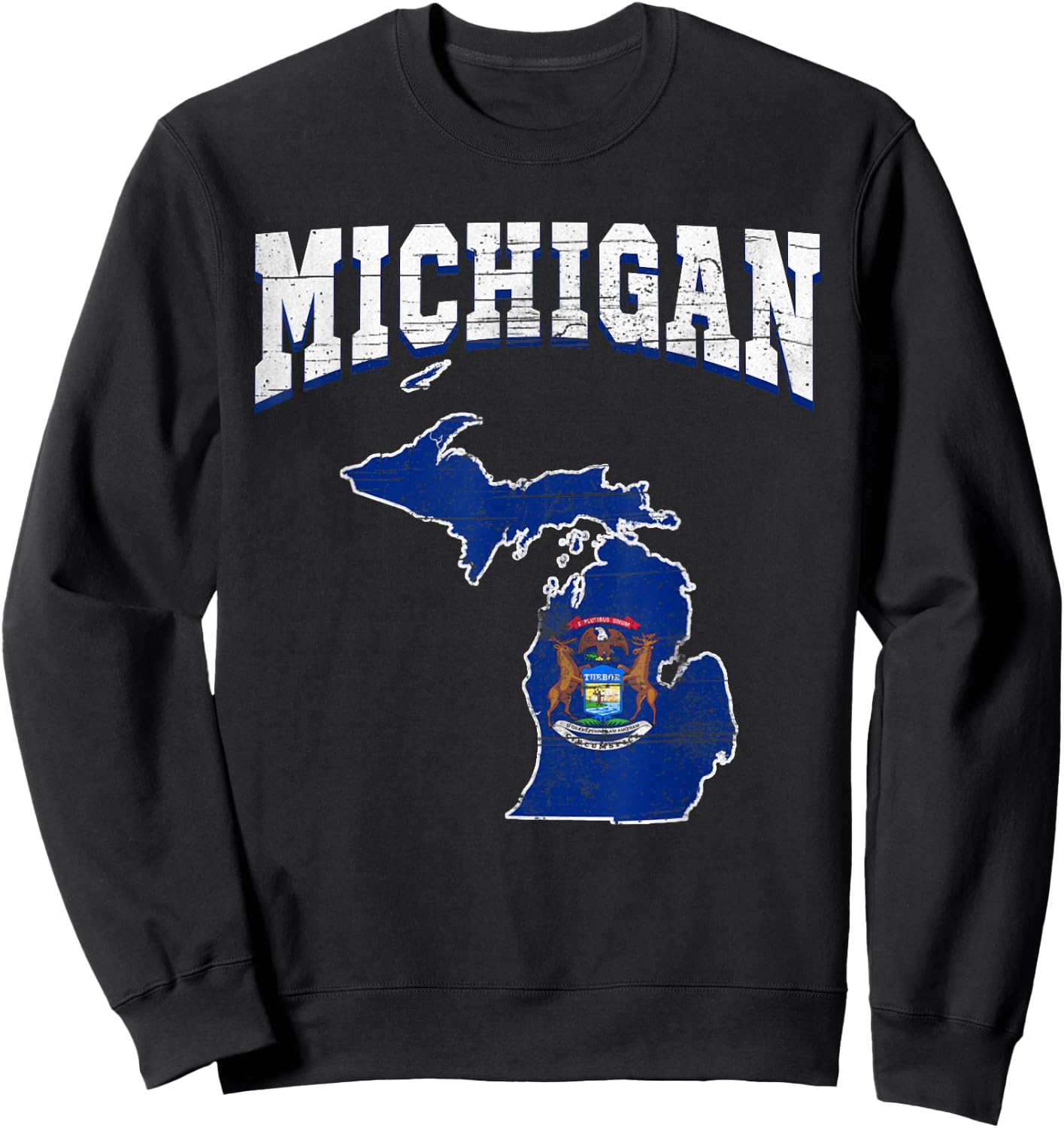 US Citizen Proud America State Flag Land Map Michigan Sweatshirt - Sweatshirt | Black