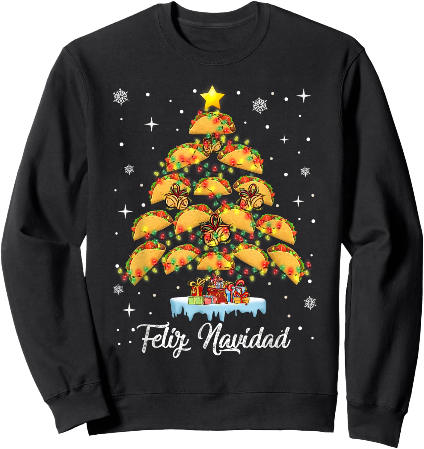 Oh Taco Christmas Tree Feliz Navidad Christmas Tacos Sweatshirt - Sweatshirt | Black