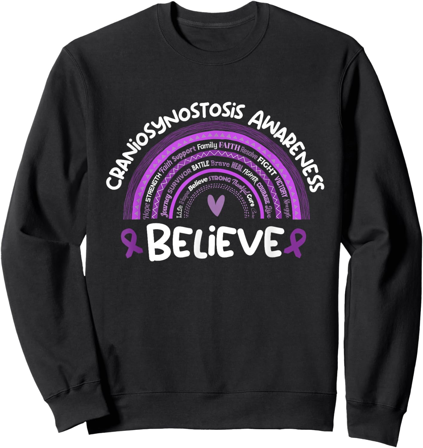 Believe | Craniosynostosis Awareness Month Sweatshirt - Sweatshirt | Black