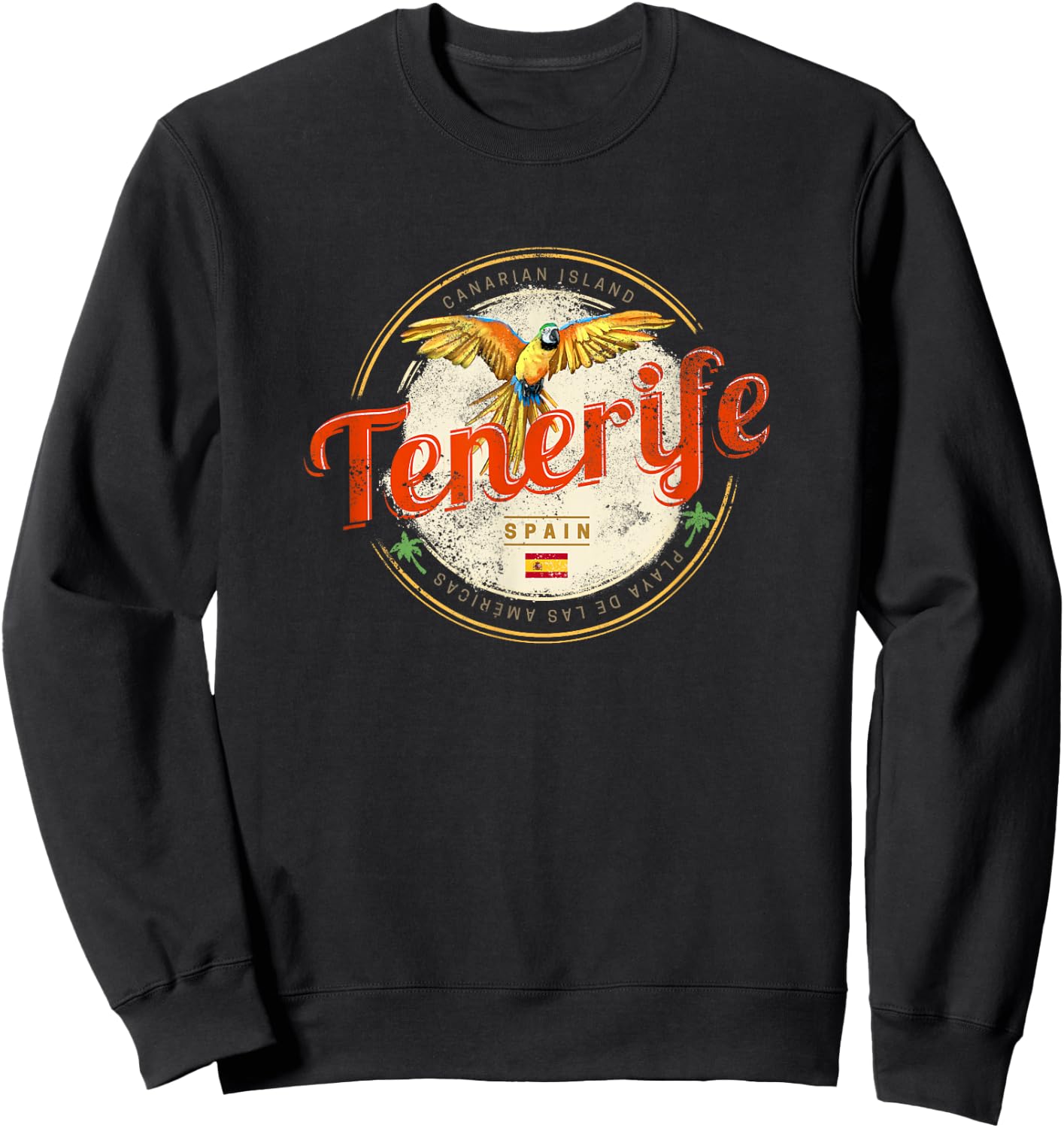Tenerife and Parrot Canary Islands Spain Vintage Souvenir Sweatshirt - Sweatshirt | Black
