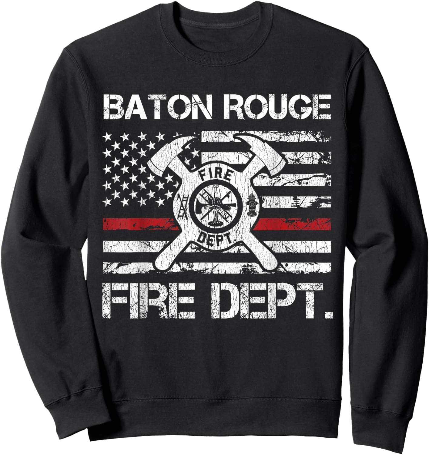 Baton Rouge Louisiana Fire Department Thin Red Line Logo Sweatshirt - Sweatshirt | Black
