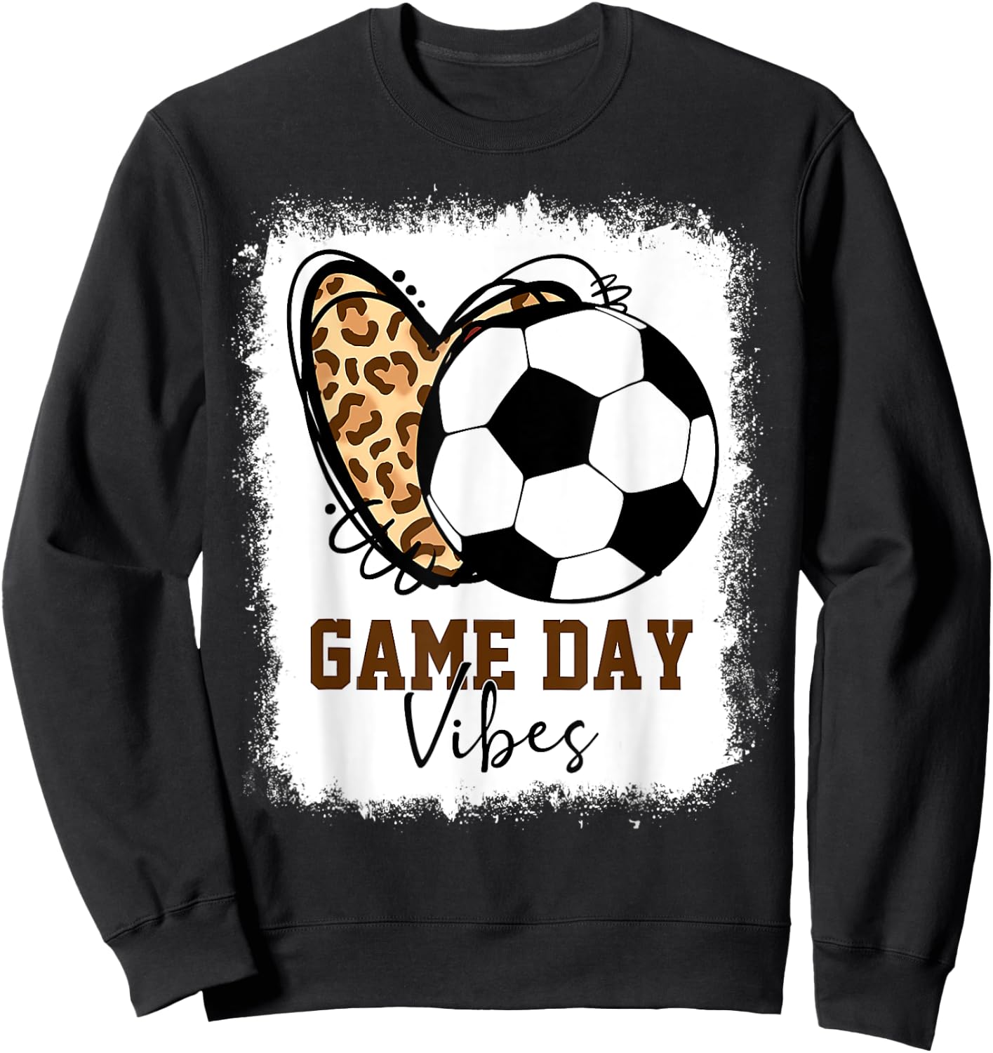 Bleached Soccer Game Day Vibes Soccer Mom Game Day Season Sweatshirt - Sweatshirt | Black