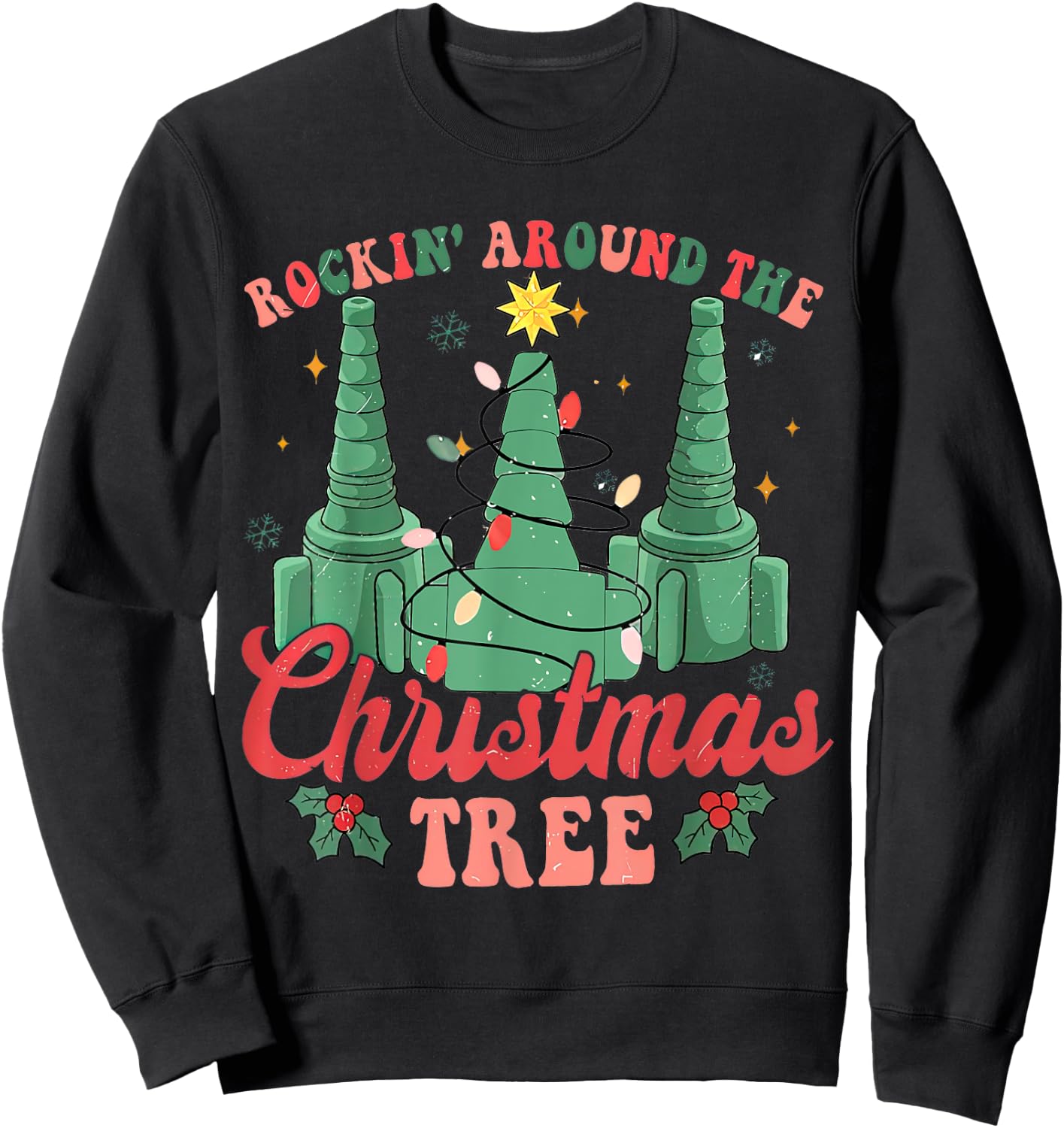 Rockin' Around The Xmas Tree Nurse Respiratory Therapist Sweatshirt - Sweatshirt | Black