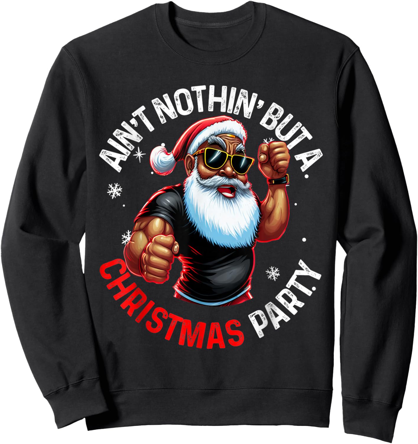 African American Santa Claus Christmas Pajama MenWomen Sweatshirt - Sweatshirt | Black