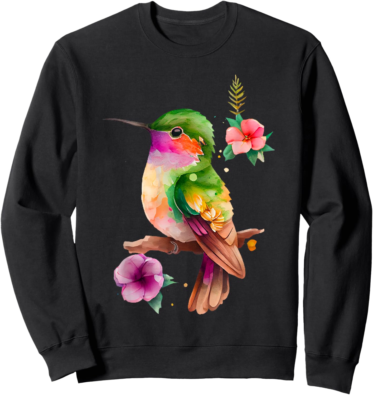 Vintage Hummingbird Bird Lover Hummingbird Men Women Sweatshirt - Sweatshirt | Black