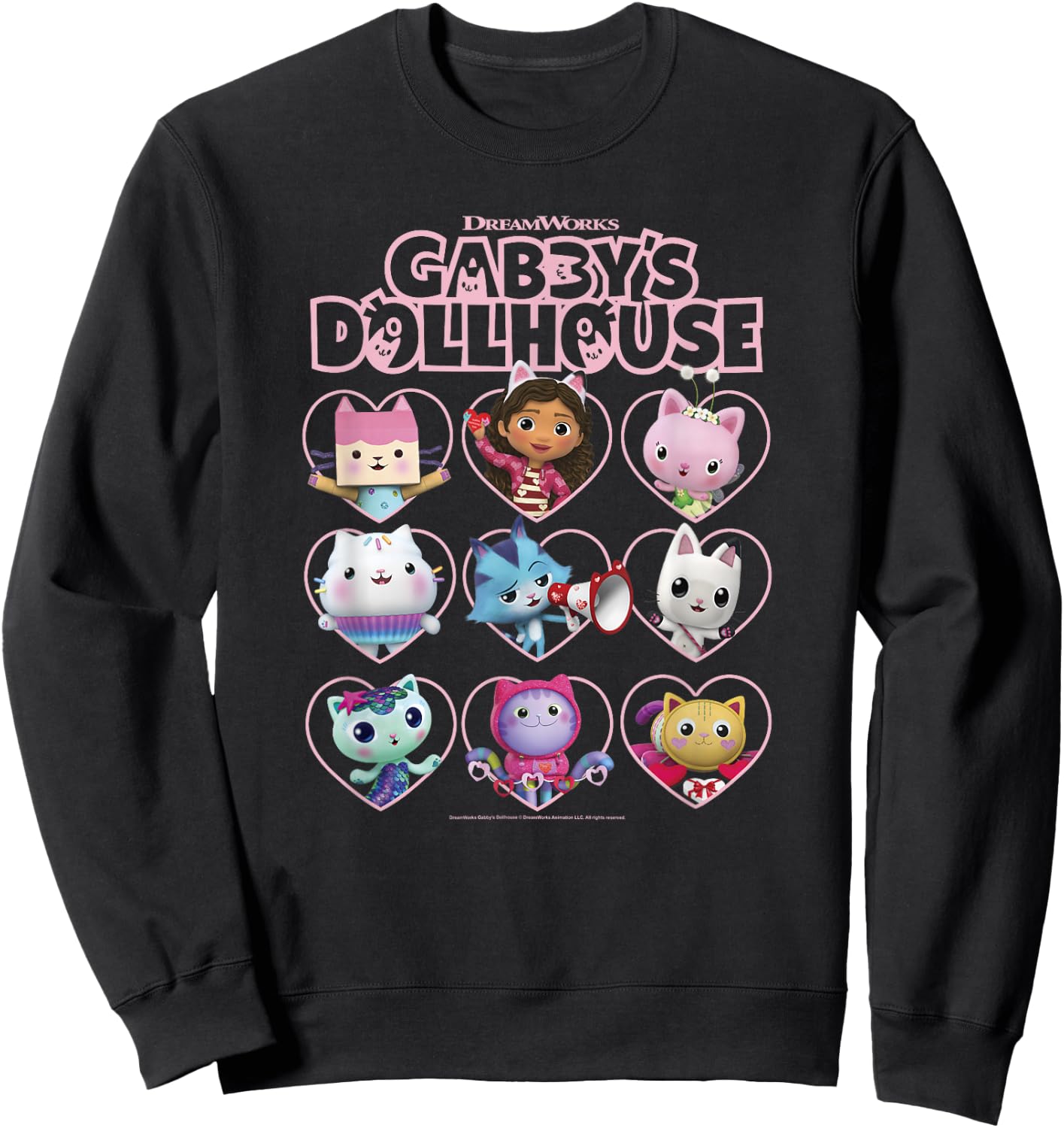 DreamWorks Gabby's Dollhouse Valentine's Day Group Shot Sweatshirt - Sweatshirt | Black