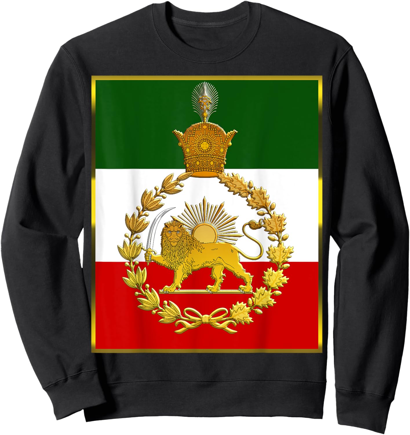 Iran's flag with a golden lion and sun Sweatshirt - Sweatshirt | Black
