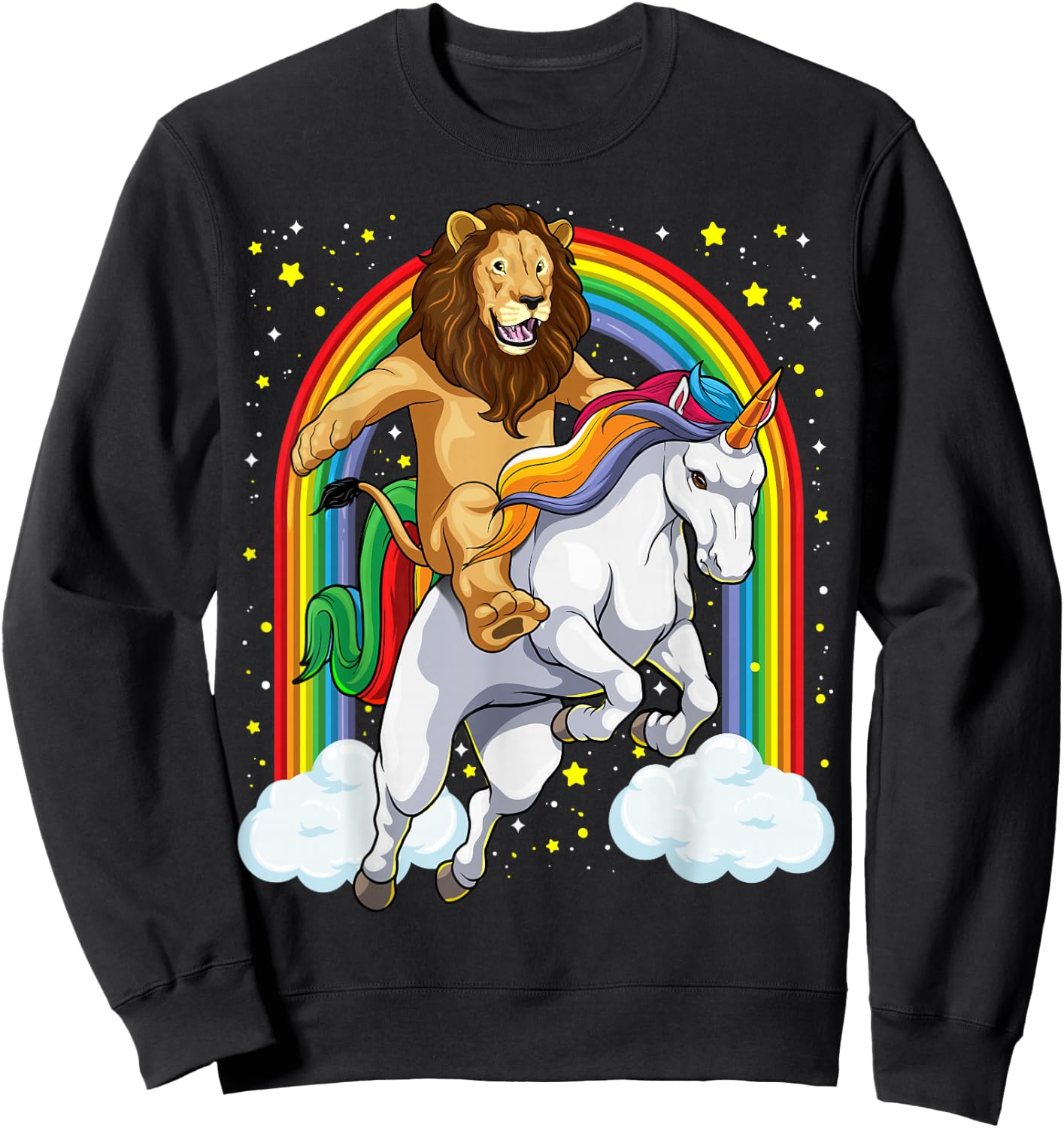 Lion Riding Unicorn Funny And Magical Lion Unicorn Sweatshirt - Sweatshirt | Black