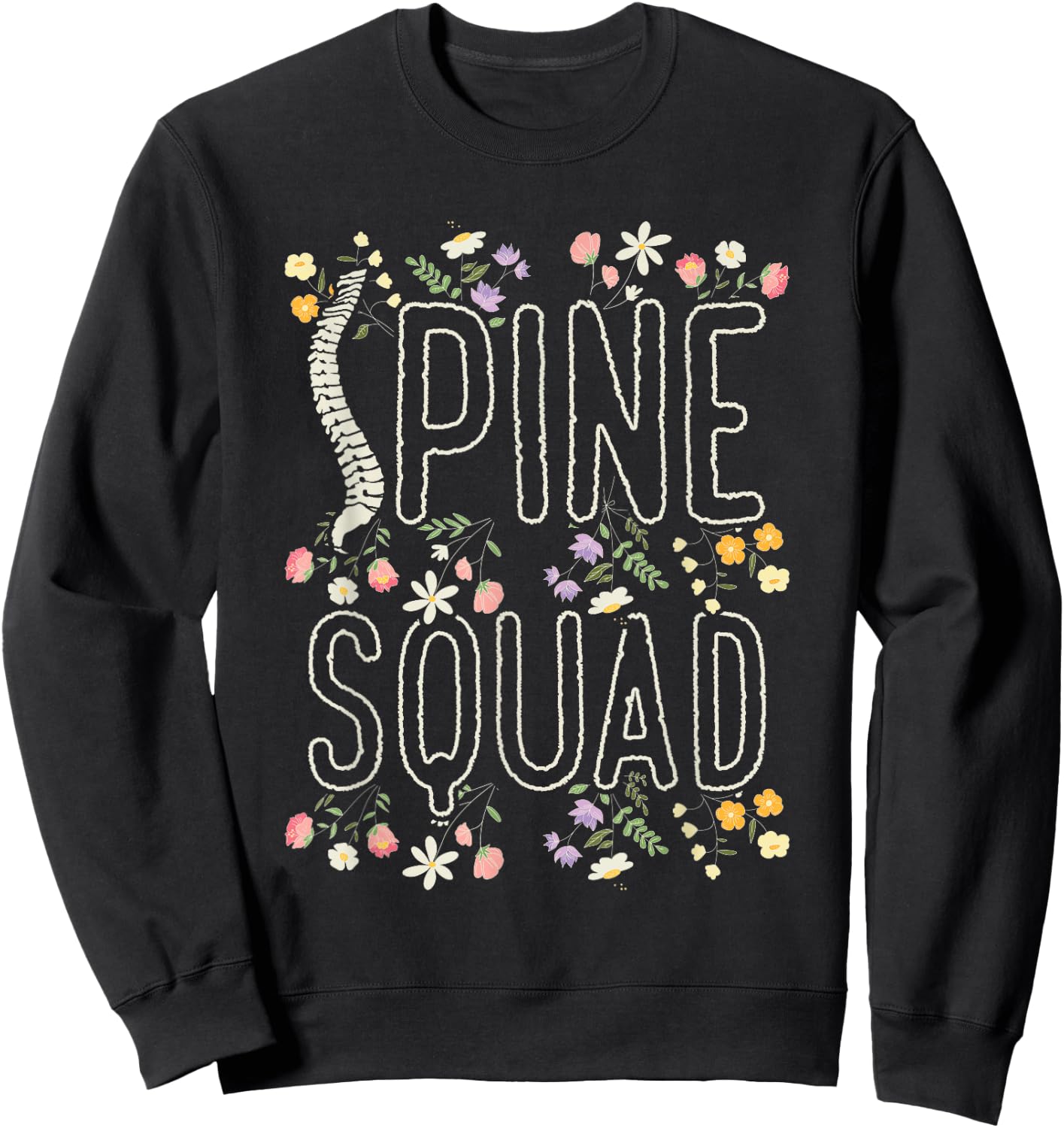 Orthopedic Nurse Floral Orthopedic Spine Squad Sweatshirt - Sweatshirt | Black
