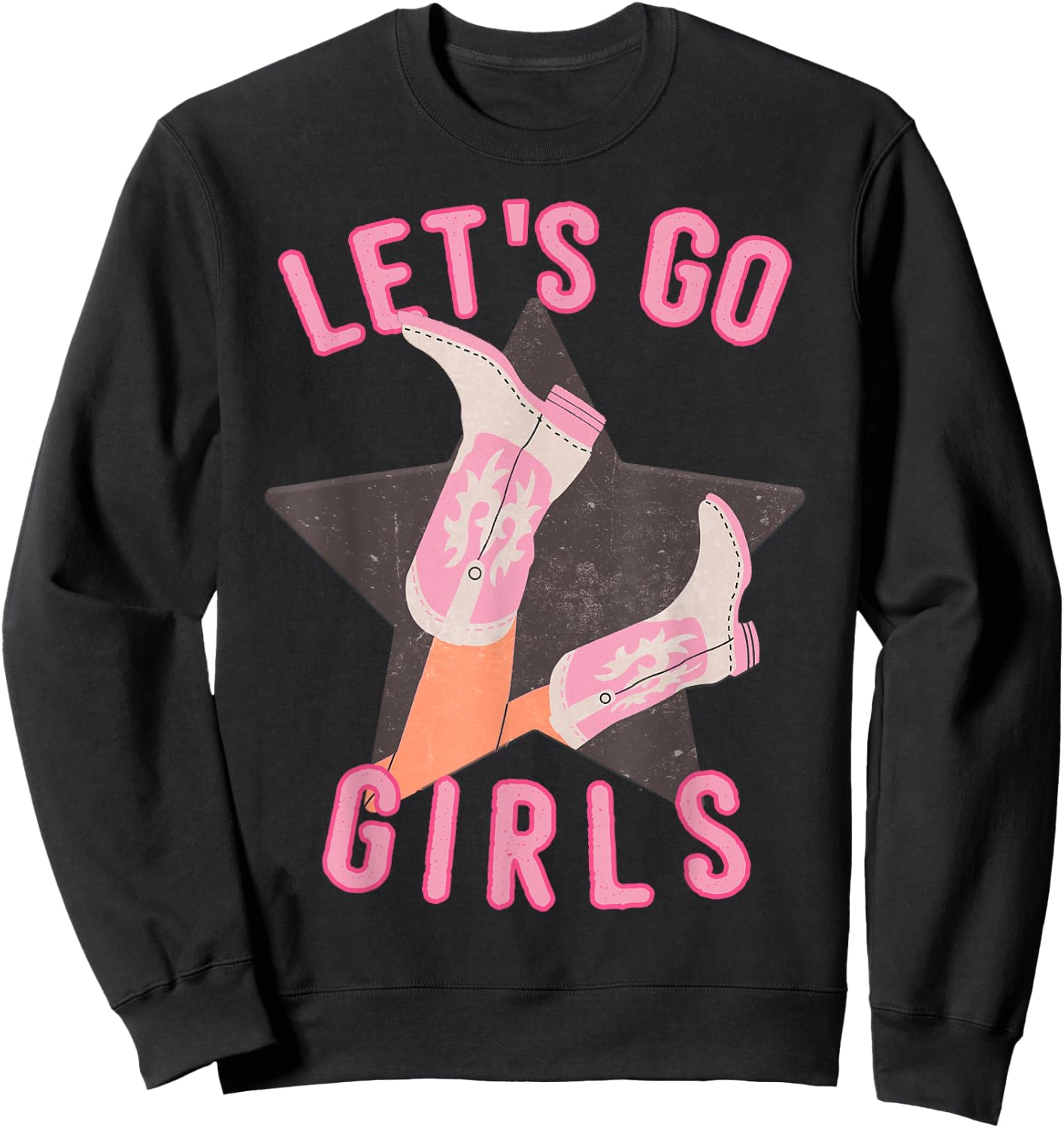 Western Let's Go Girls Bridal Bachelorette Party Matching Sweatshirt - Sweatshirt | Black