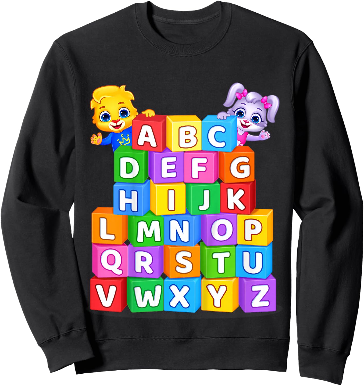 Colorful Alphabet Letters A to Z for Kids by Lucas & Friends Sweatshirt - Sweatshirt | Black