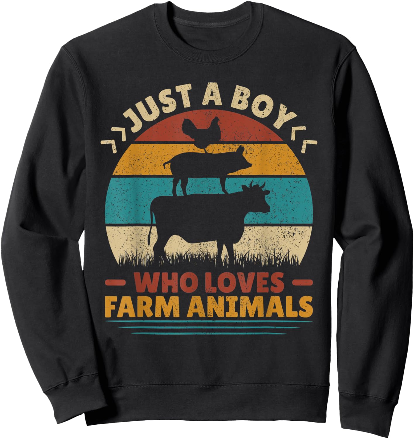 Just A Boy Who Loves Farm Animals Lover Funny Men Farmer Boy Sweatshirt - Sweatshirt | Black