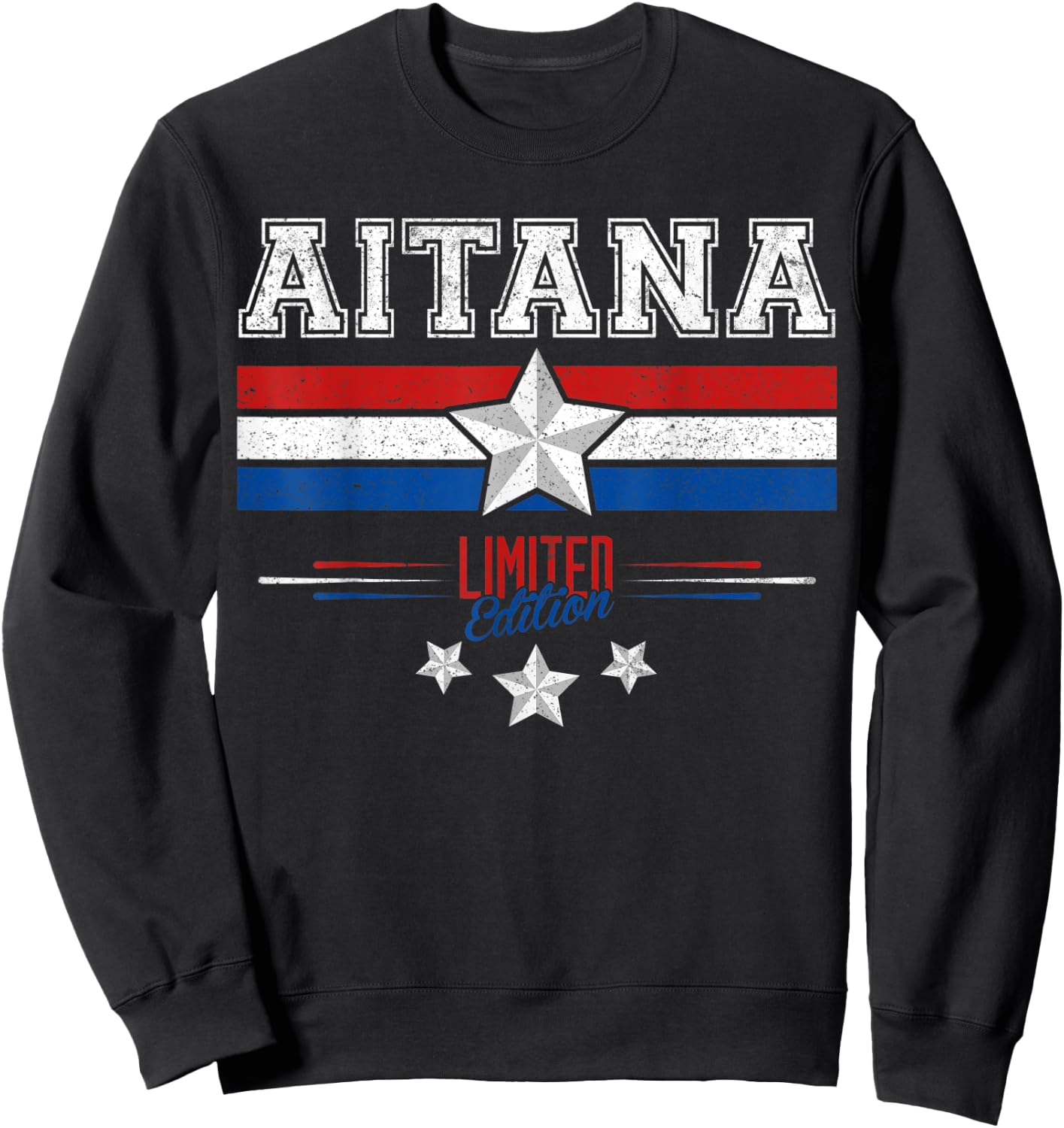 Aitana USA Flag Aitana Name Birthday Shirt Gift Sweatshirt - Sweatshirt | Black