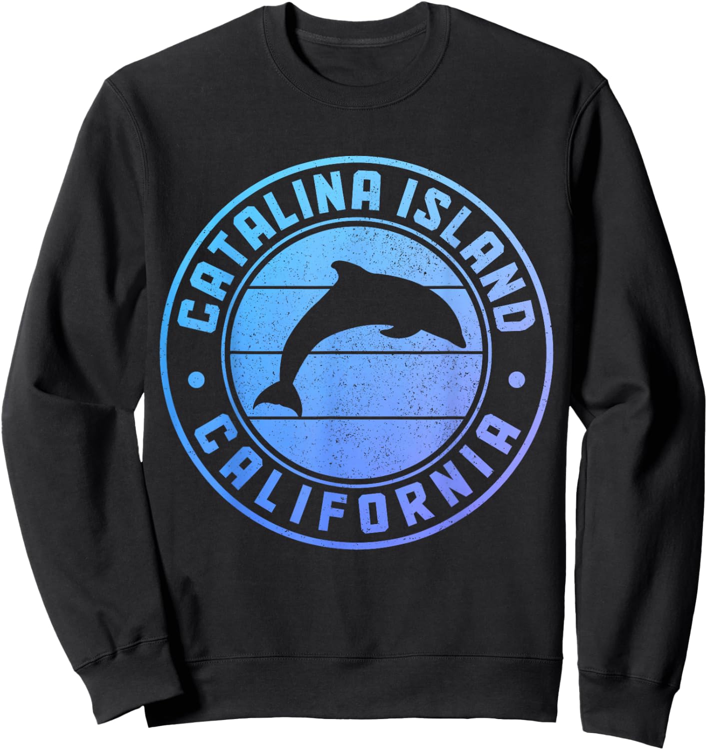 Catalina Island Dolphin Vintage California Sweatshirt - Sweatshirt | Black
