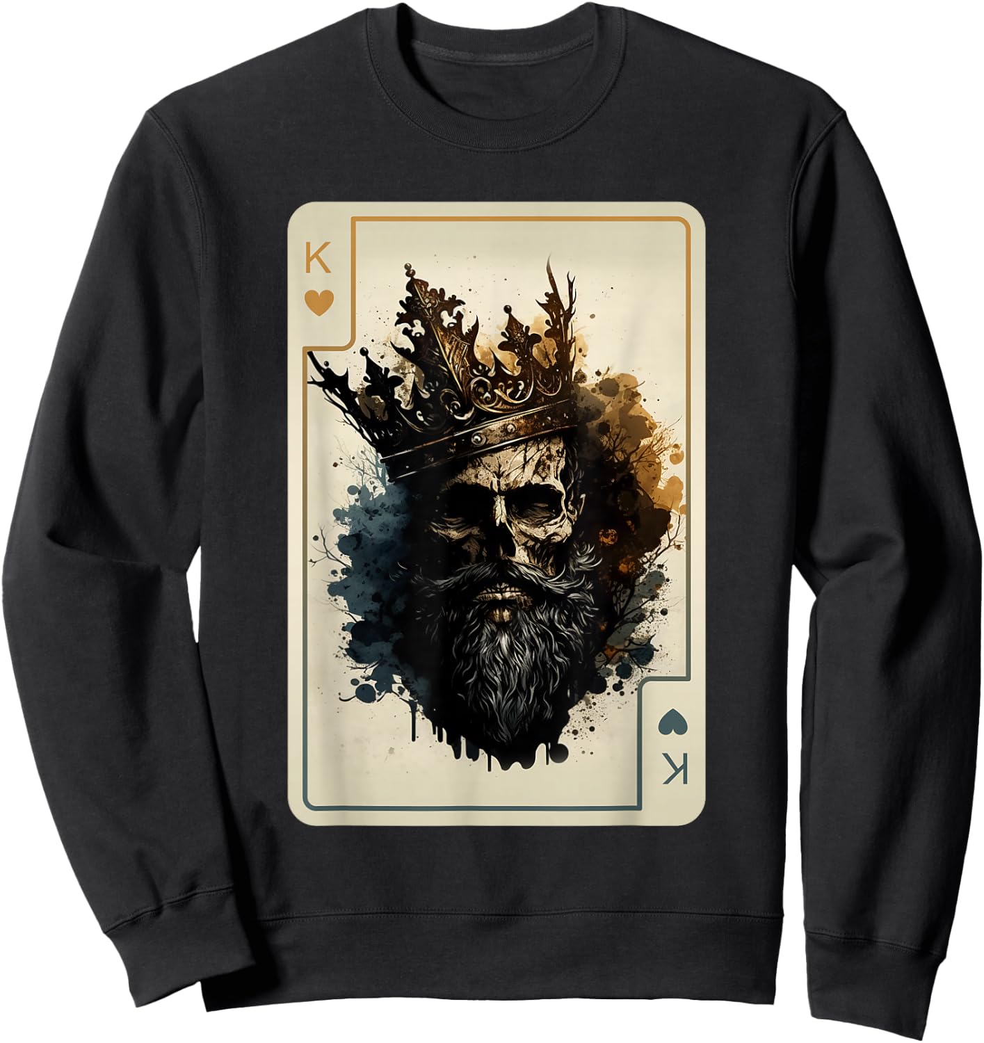 King of Hearts Creepy Card Game Poker Gothic Halloween Sweatshirt - Sweatshirt | Black