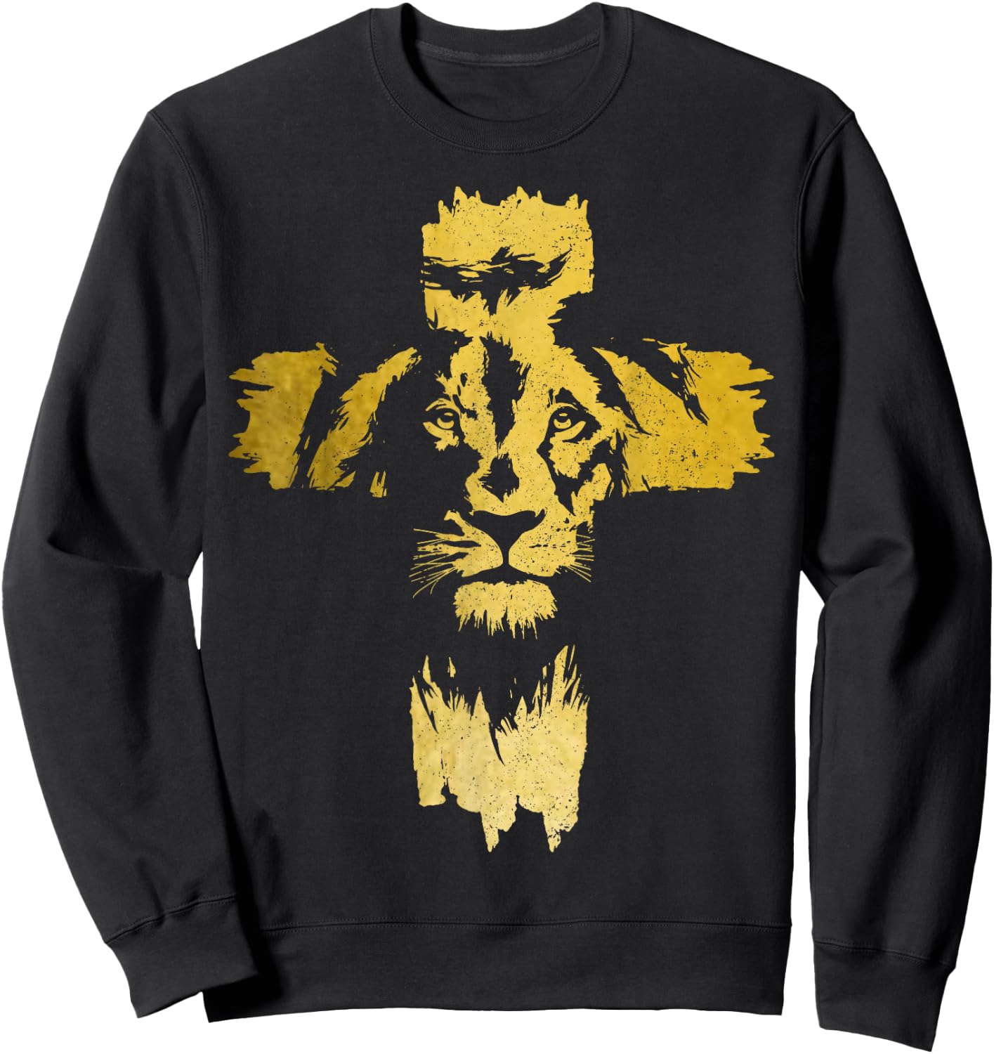 Christian Lion Cross Bible Jesus Religious Sweatshirt - Sweatshirt | Black