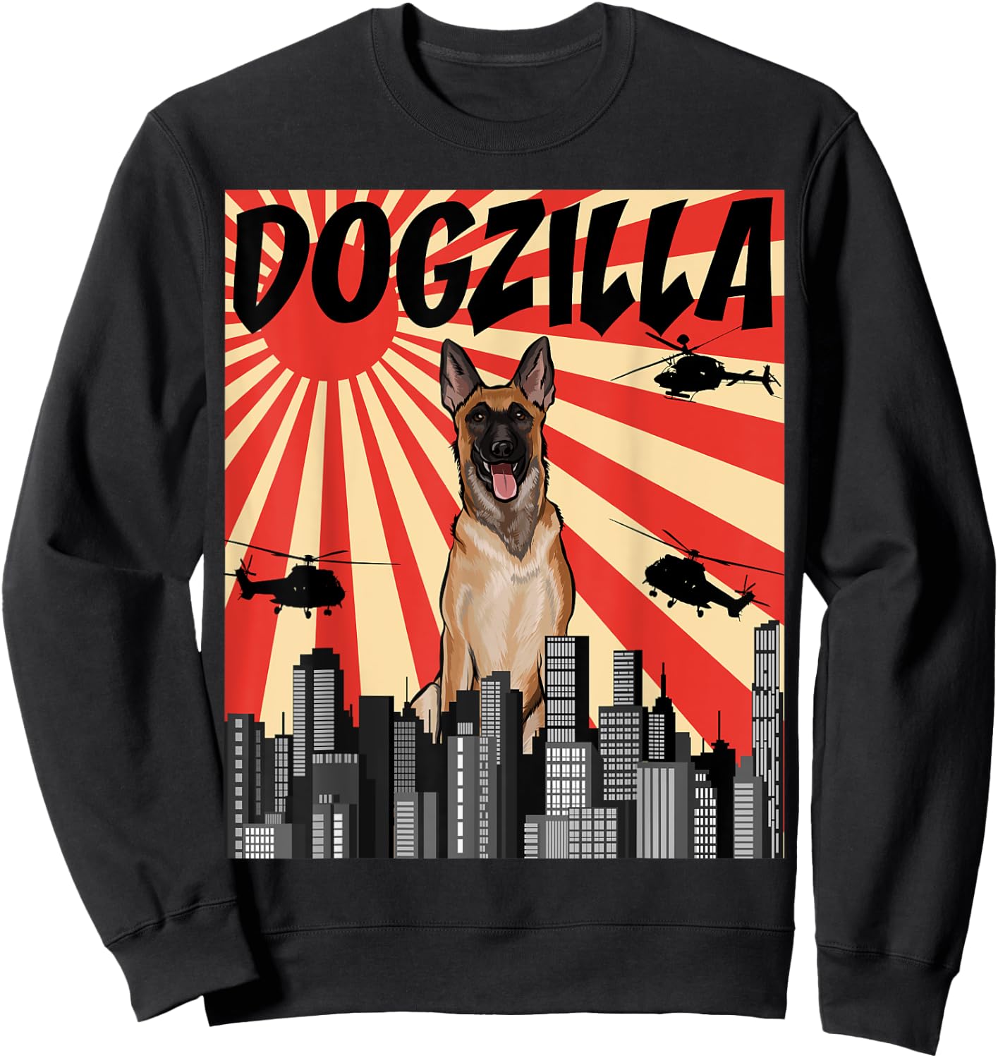 Funny Japanese Dogzilla Malinoi Belgian Sweatshirt - Sweatshirt | Black