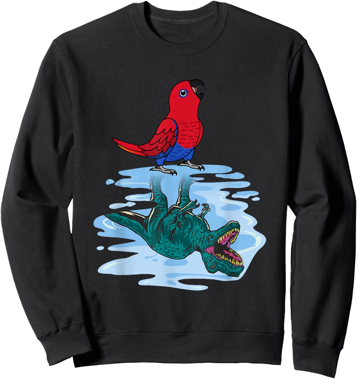 Parrot & T Rex Reflection I Female Eclectus Sweatshirt - Sweatshirt | Black