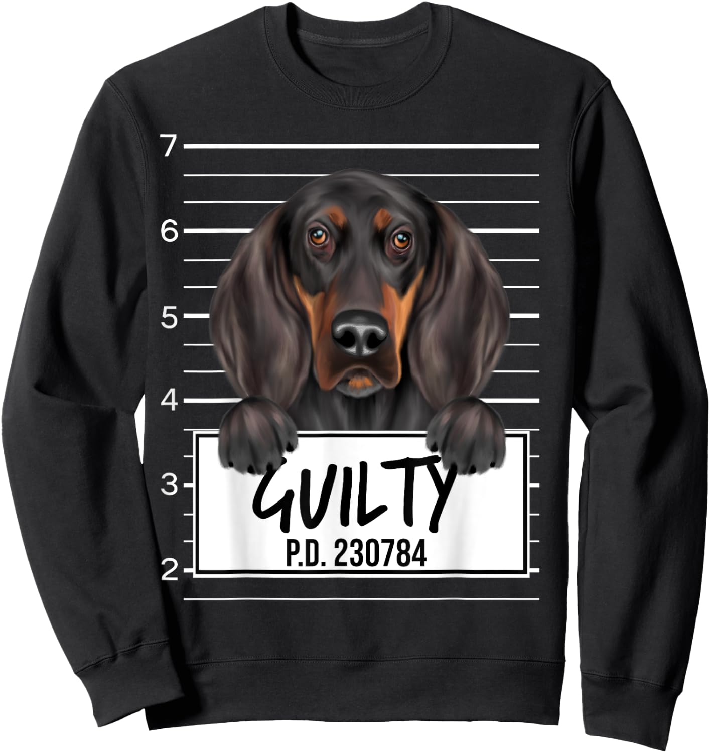 Funny Black and Tan Coonhound Mugshot Guilty Dog Women Girls Kids Sweatshirt - Sweatshirt | Black