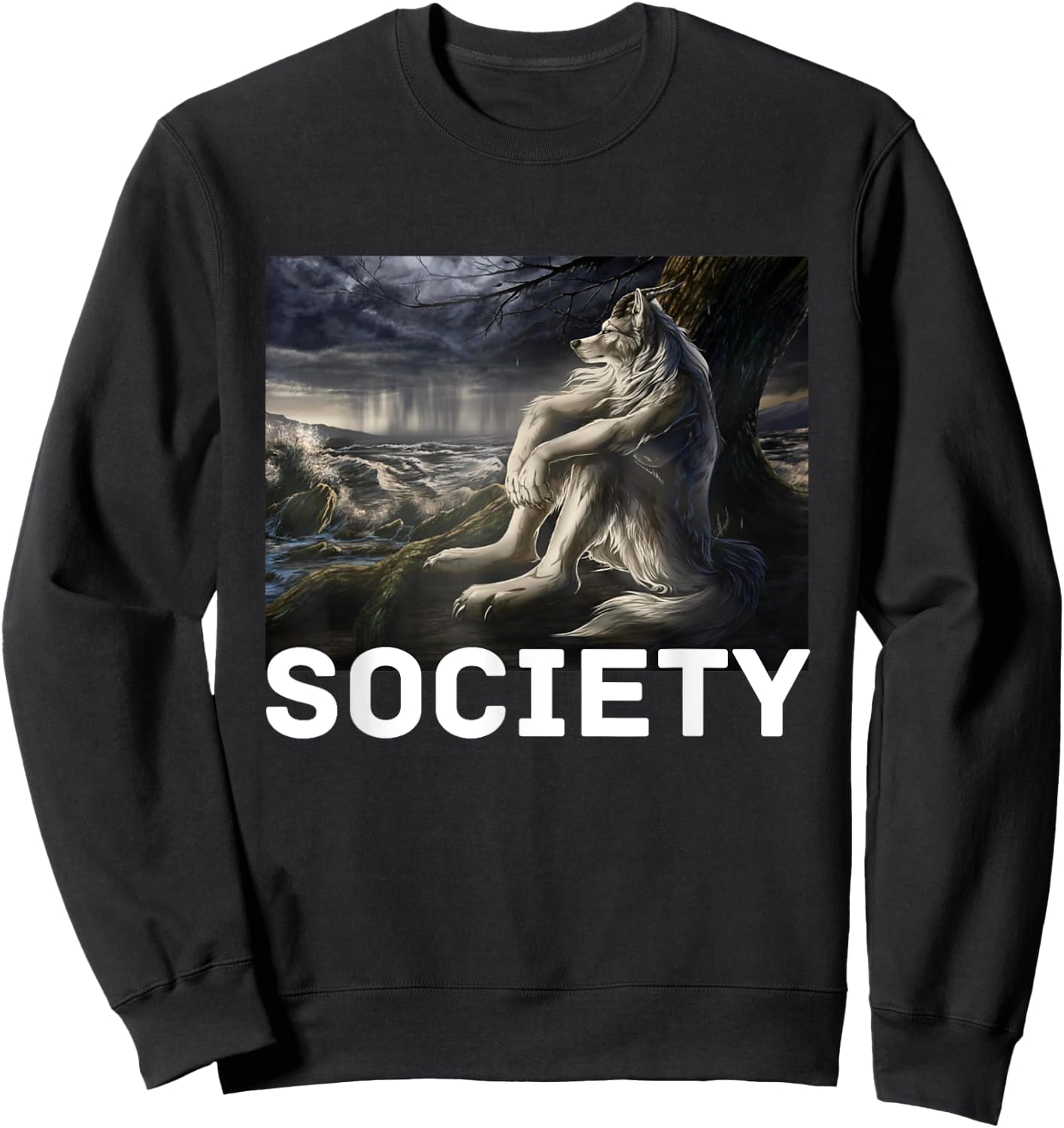 Society Funny Cringe Alpha Werewolf Wolf Meme Sweatshirt - Sweatshirt | Black