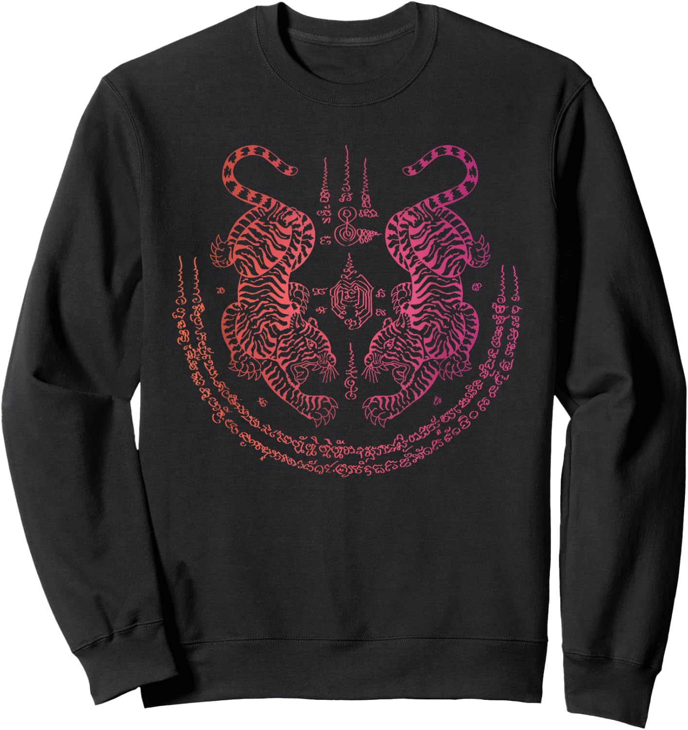 Thai Tattoo Twin Tiger Sak Yant Muay Thai Thailand Graphic Sweatshirt - Sweatshirt | Black
