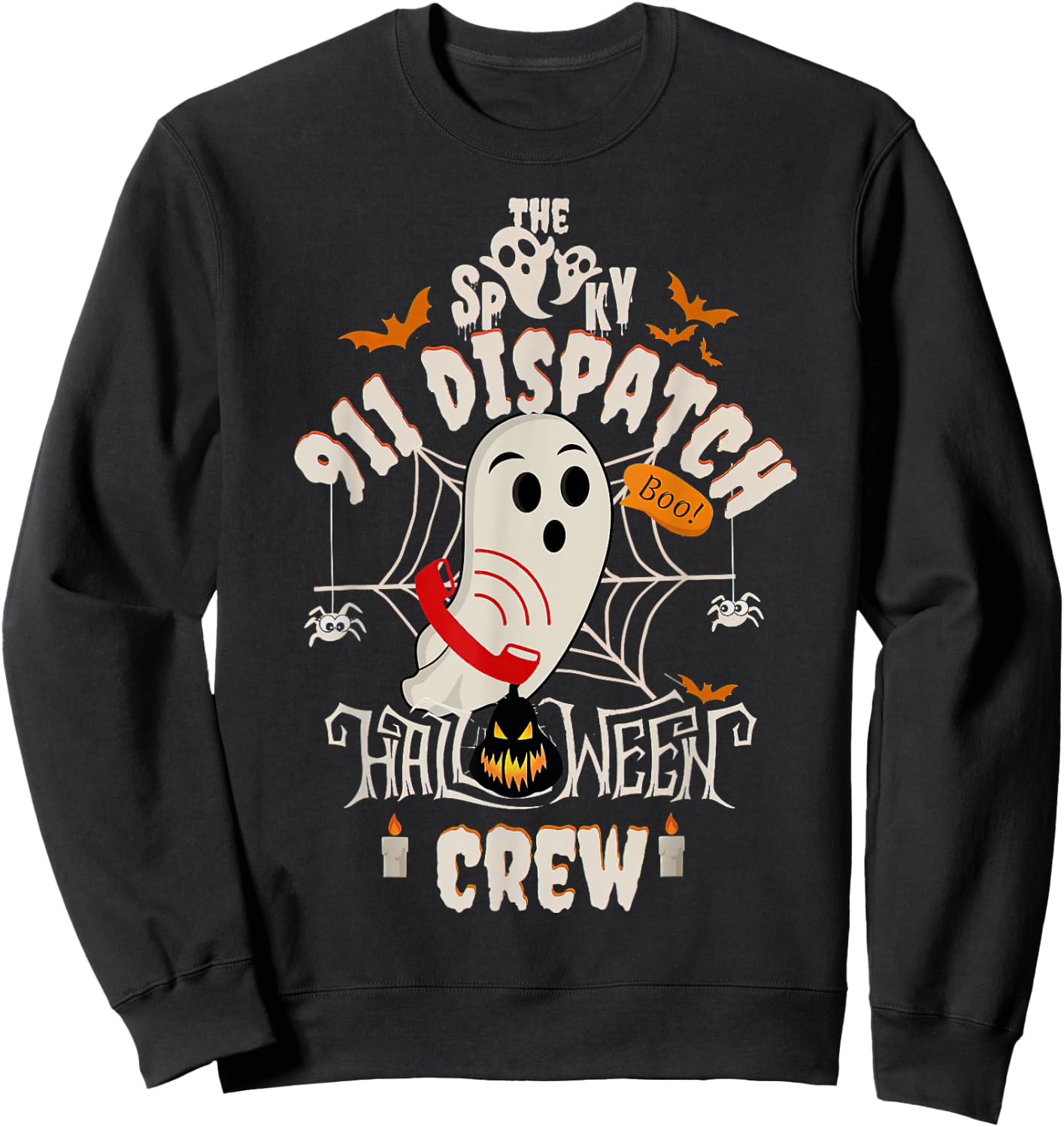 Dispatcher Boo Crew Halloween 911 Dispatch Pumpkin Costume Sweatshirt - Sweatshirt | Black