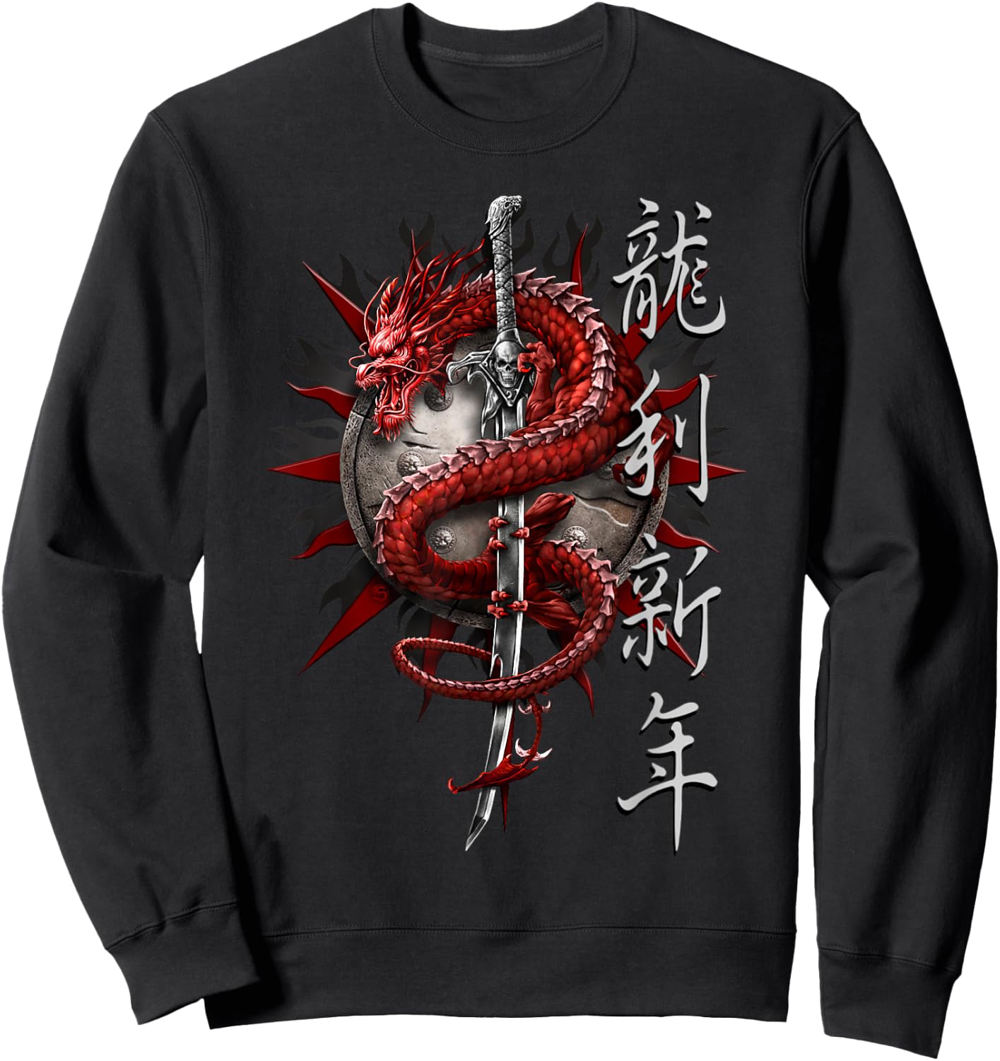 Spiral Original - Oriental Dragon - Gothic Dragon Sweatshirt - Sweatshirt | Black
