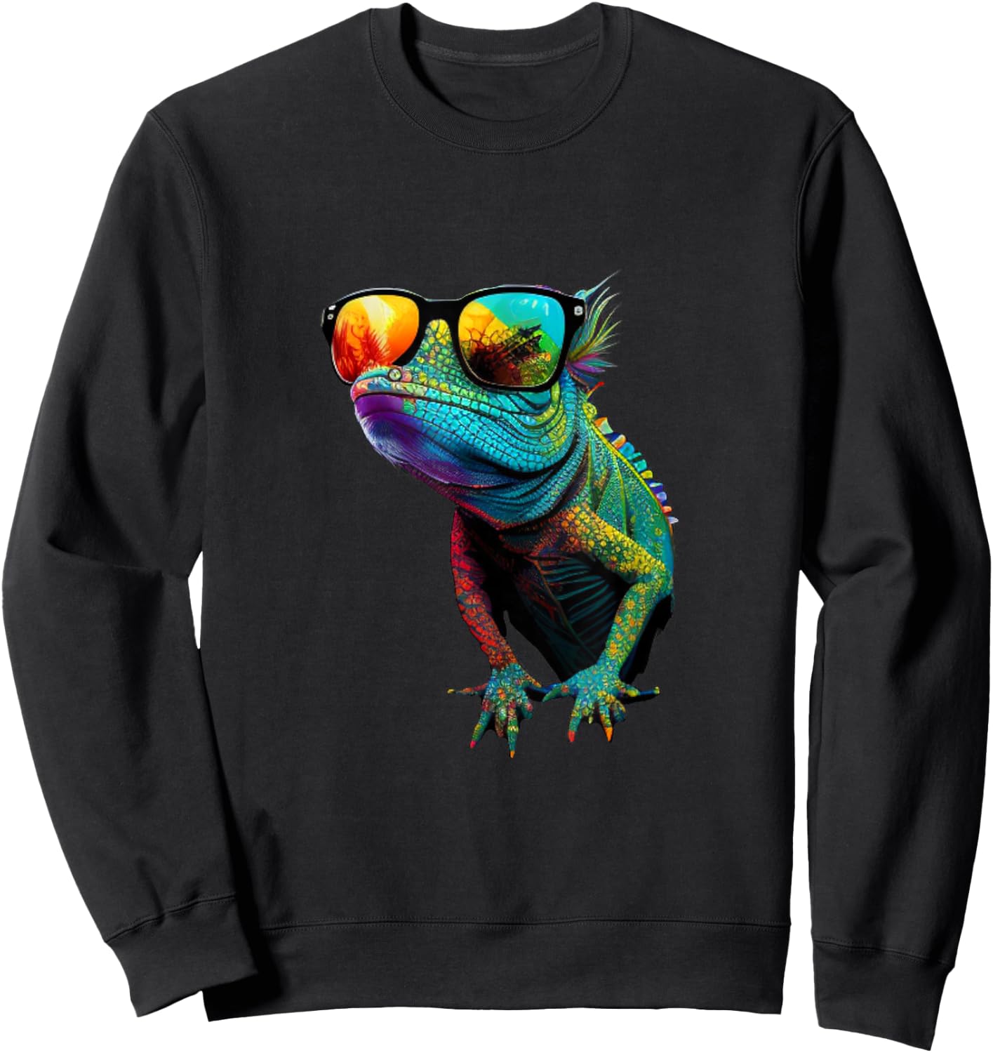 Funny Lizard with Sunglasses for Iguana & Reptiles Lovers Sweatshirt - Sweatshirt | Black