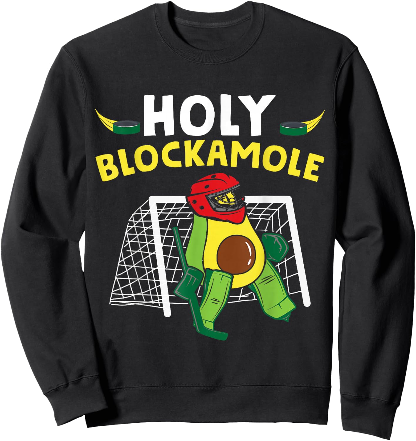 Funny Ice Hockey Goalie Ice Hockey Player Avocado Sweatshirt - Sweatshirt | Black