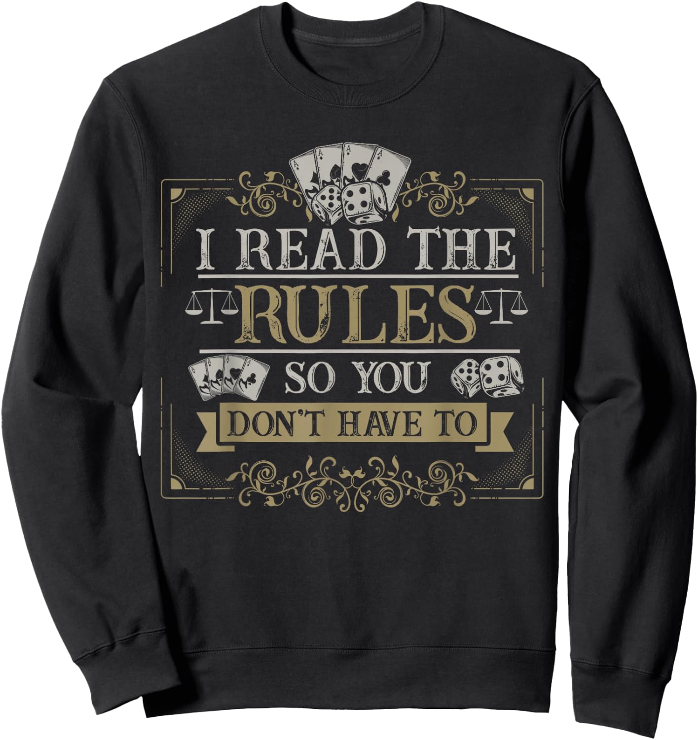 Board Games Vintage Game Night Men Women I Read The Rules Sweatshirt - Sweatshirt | Black