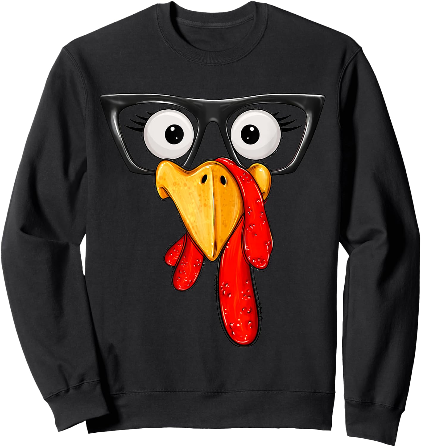 Cute Turkey Face Glasses Boys Kids Thanksgiving Family Sweatshirt - Sweatshirt | Black