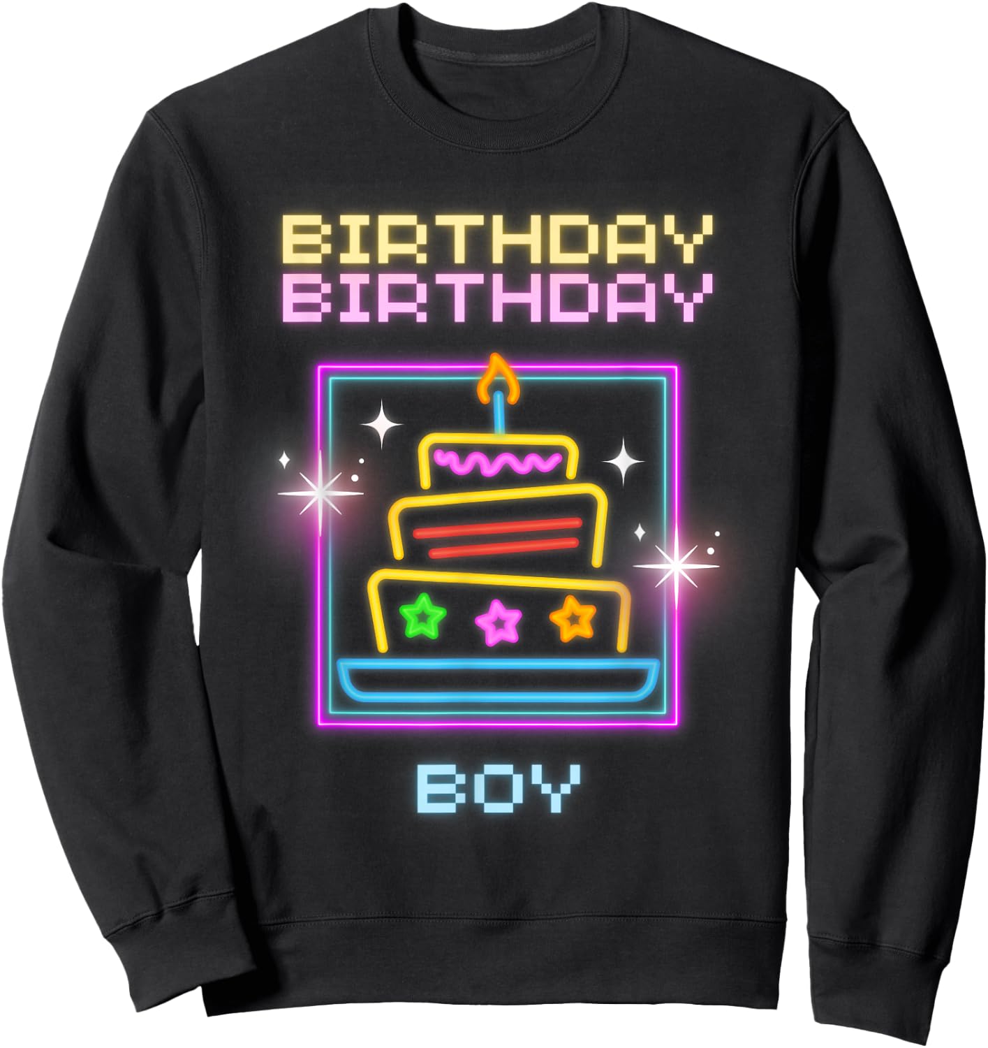 Birthday Boy with Neon Cake Sweatshirt - Sweatshirt | Black