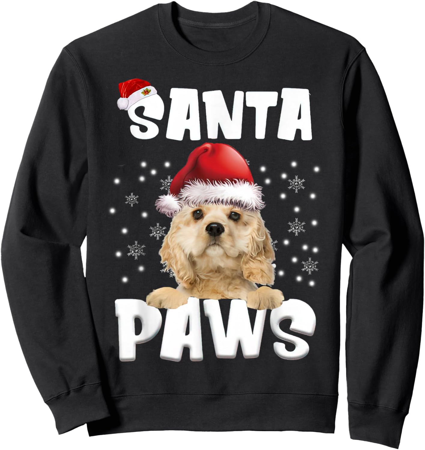 Funny American Cocker Spaniel Christmas Lights Tree Dog Men Women Sweatshirt - Sweatshirt | Black