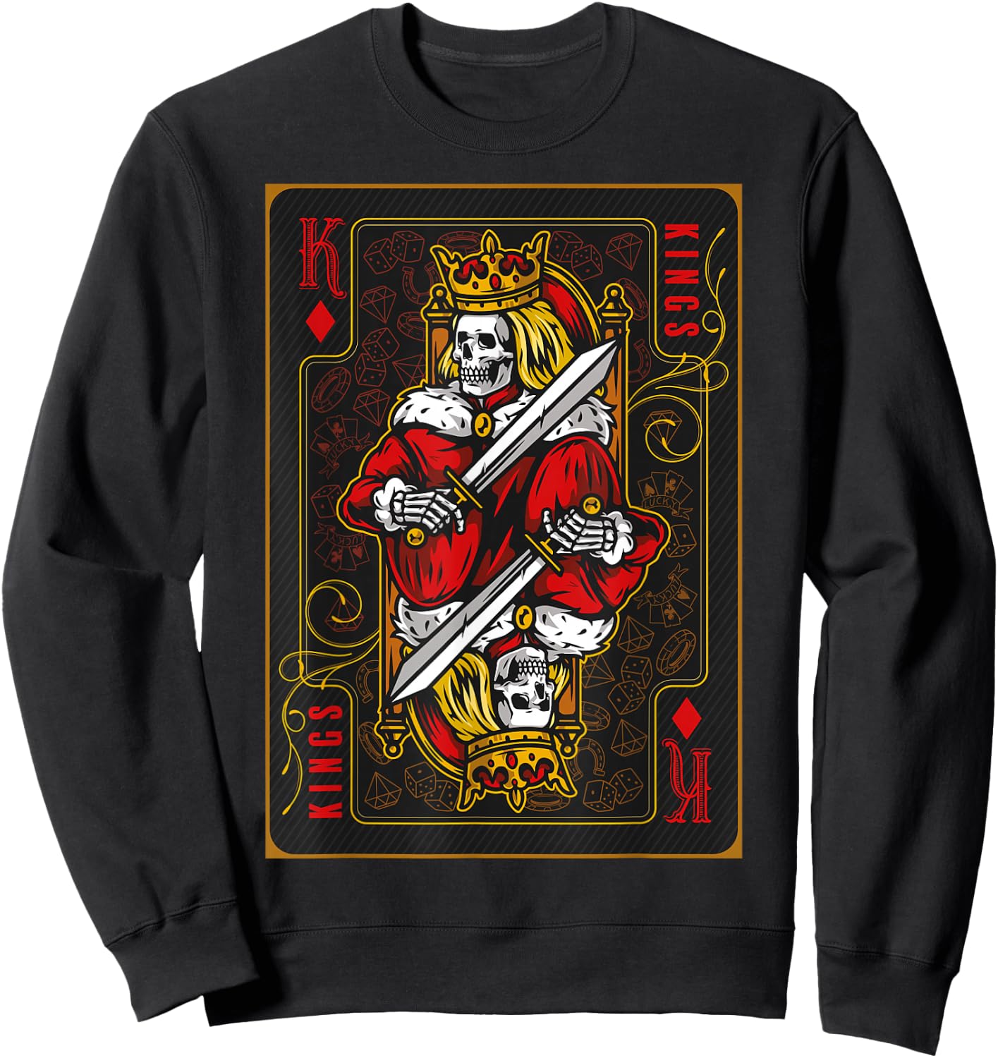 Funny Poker Player Shirts King of Diamonds Black -Adults Classic Fit Short Sleeve Small Sweatshirt - Sweatshirt | Black