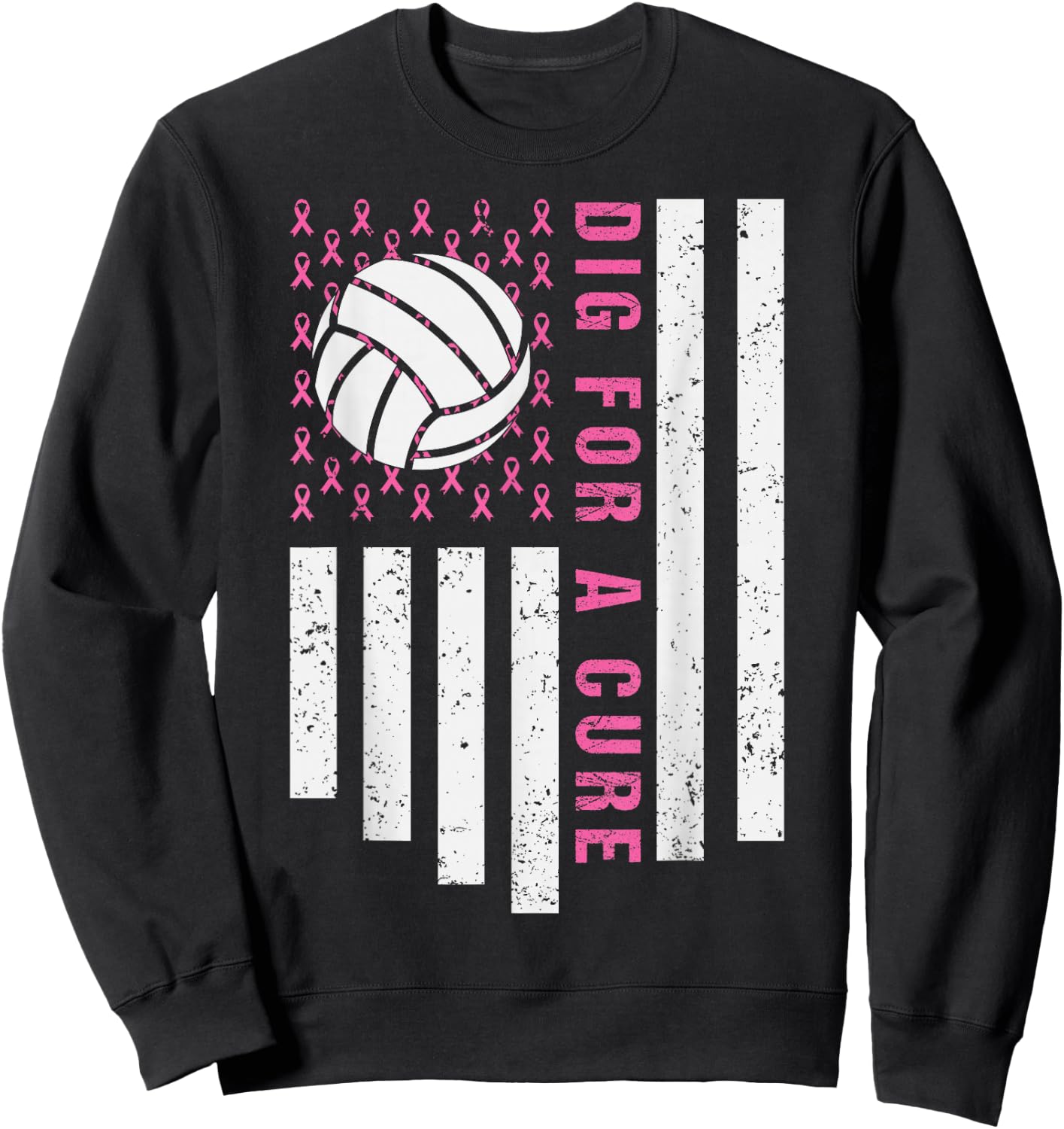 Dig For A Cure Breast Cancer Awareness Volleyball Pink Out Sweatshirt - Sweatshirt | Black